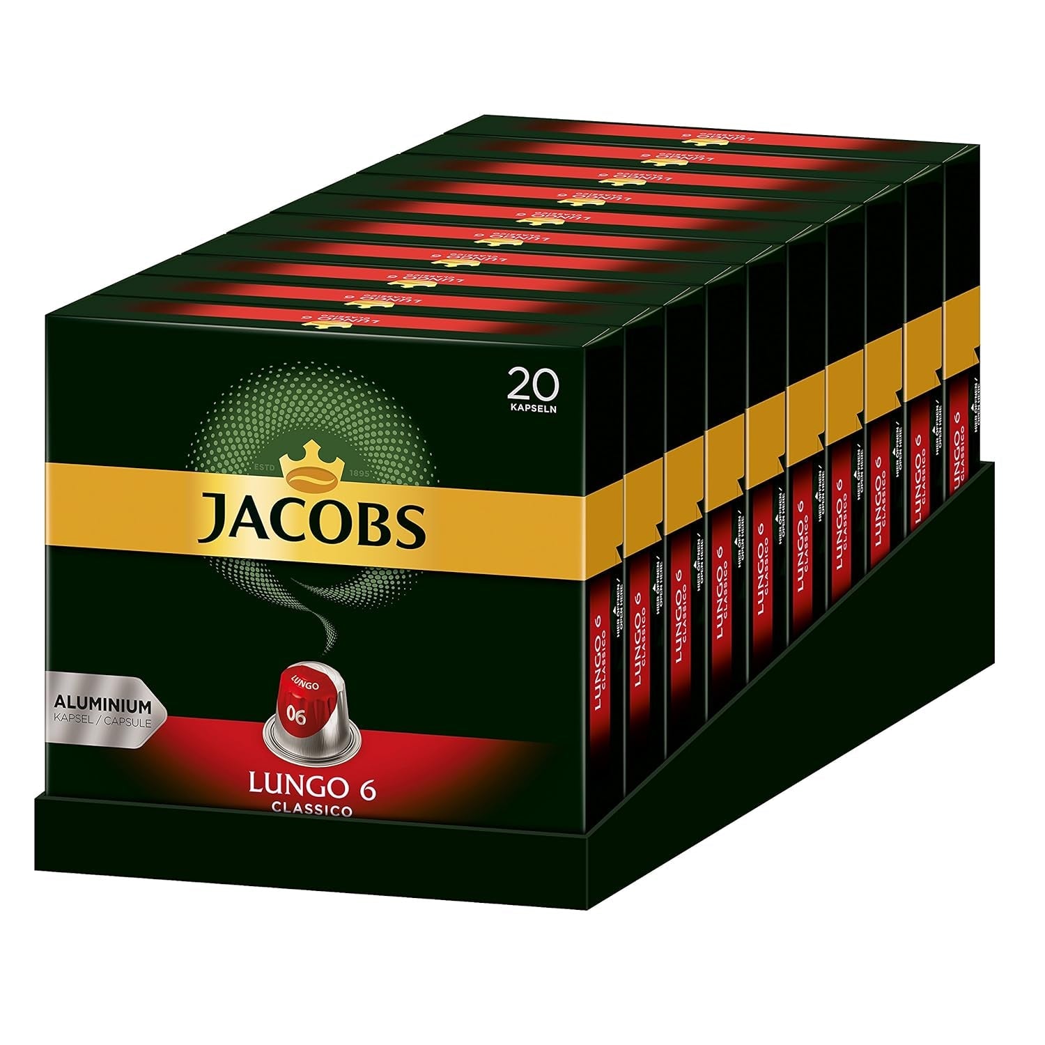 Kaffeekapseln Lungo Classico, Intensität 6 von 12, 10 x 20 Getränke & Kaffeekapseln Lungo Decaffeinato- Intensität 6- 200 Nespresso-kompatible Kapseln, 10er Pack, 10 x 20 Getränke