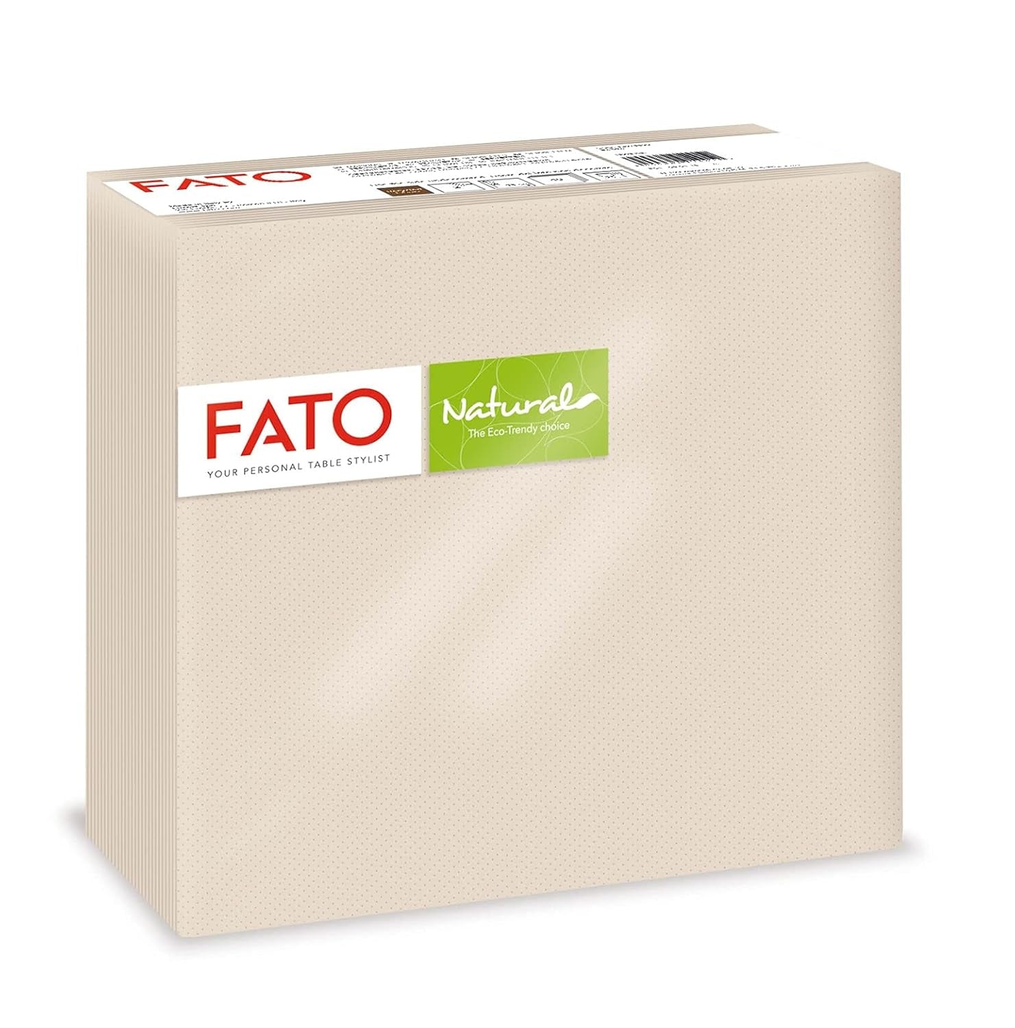 Fato – Natürliche 4-fach gefaltete Einweg-Papierservietten, umweltfreundlich, 40 Stück, Größe 38 x 38, 2-lagig, 100 % Recyclingpapier
