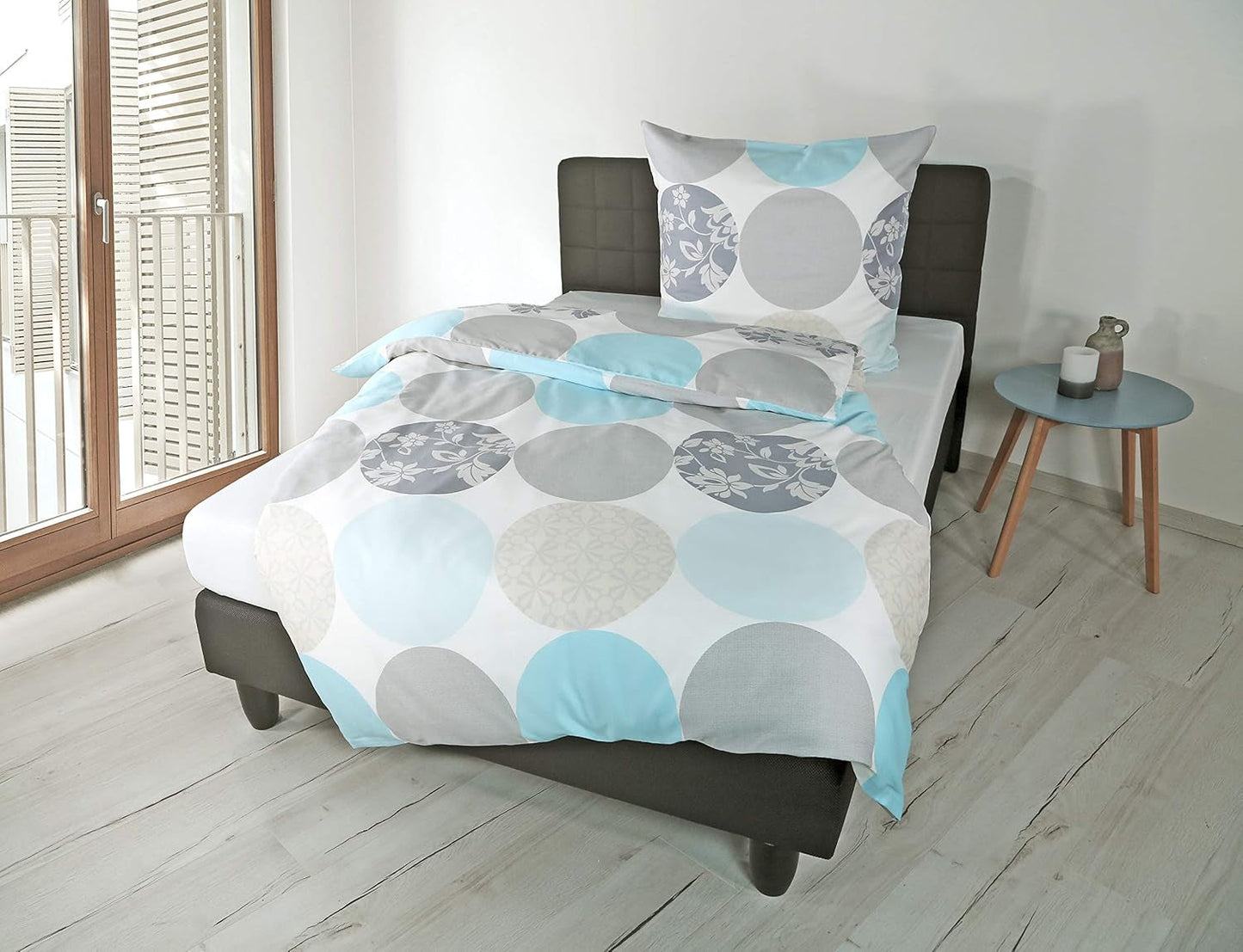 Bierbaum-Bettwäsche, Mako-Satin, entworfen in Deutschland, Modell 6383 Türkis 02, 155 x 220 cm + 80 x 80 cm, Komfortgröße. Betten und Decken. Besuchen Sie den Bierbaum-Store