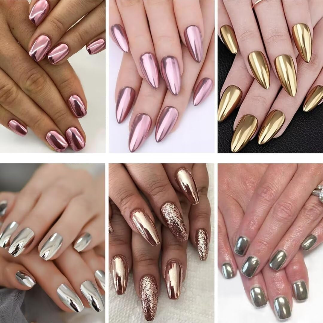 BISHENGYF Rose Gold Chrome Nail PowderNeue Upgrade Grosse Kapazitä Chrom PulverSuper-Spiegeleffekt Metall Mirror Chrome Powder –Neon Glassy Pearl Effect Glitter Nagelkunst Pulver Für DIY Salon