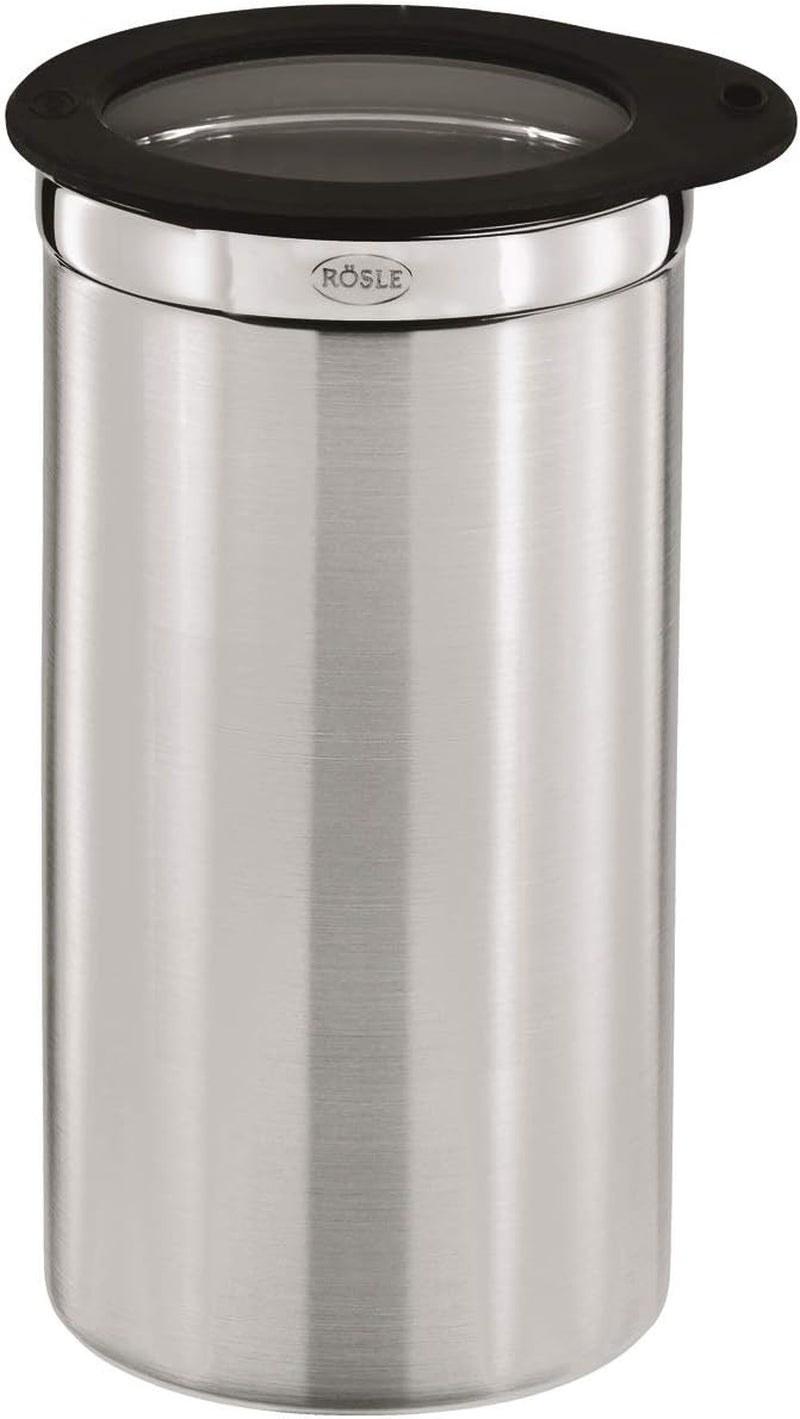 RÖSLE Kaffeebox mit Deckel, Edelstahl 18/10, 10 cm & Kaffeemaß, hochwertiger Kaffeelöffel zum einfachen Dosieren von gemahlenem Kaffee, Edelstahl 18/10, 17 x 3,7 x 2,7 cm, silber Frischhaltedosen Naty Shop