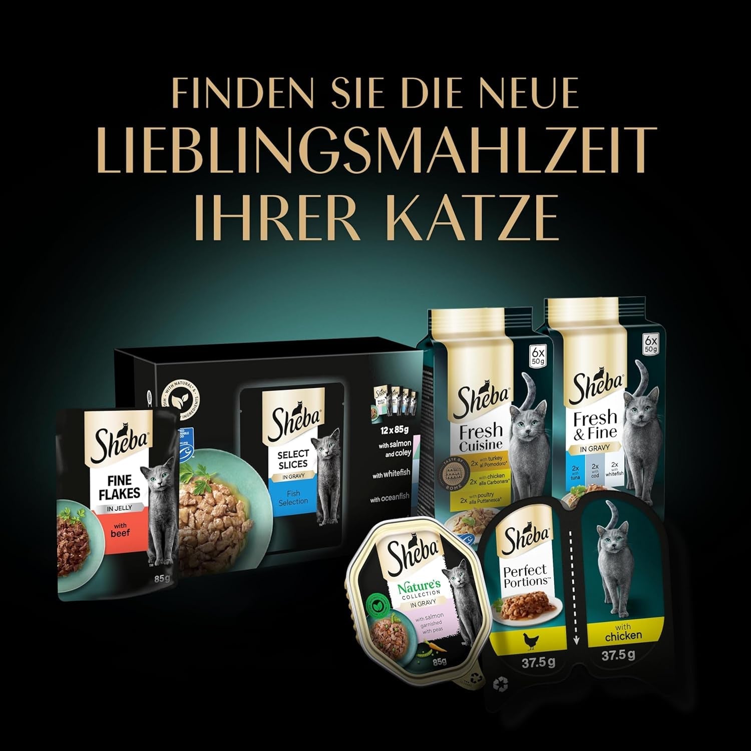SHEBA Perfect PORTIONS Sauce für Katzen mit Truthahn 8 x 3 x (2 x 375g)