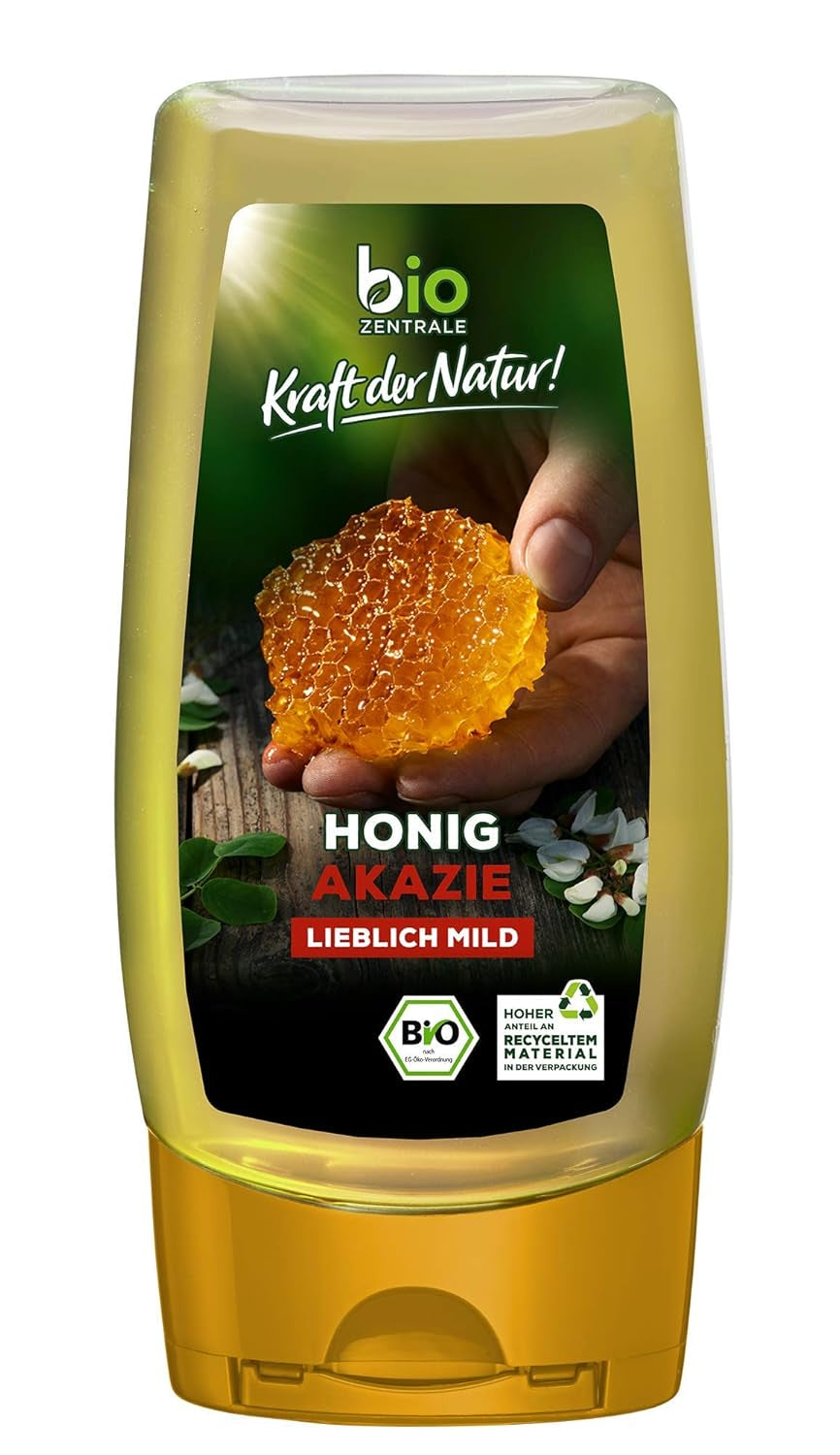 Biozentrale Bio-Akazienhonig | 350 g Bio-Honig aus weißen Akazienblüten | Ideal als Aufstrich Bio-Honig für Tee | Alternative zu Wabenhonig (2er-Pack)
