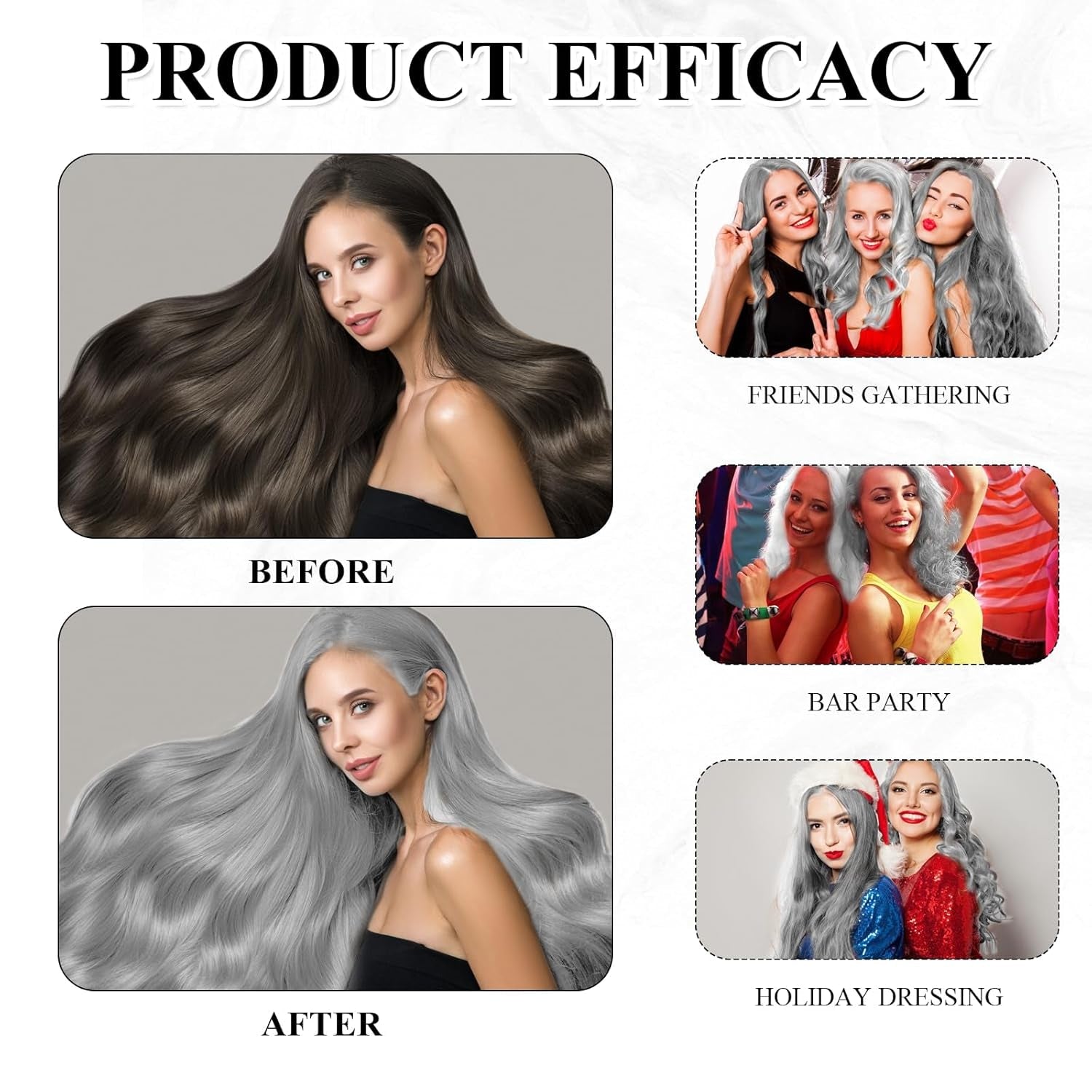 Haarfärbemittel Grau Silber Natürliche Haarfärbecreme für Silbergrau, Graue Haarfärbecreme Silbergrau, Silbergraue Naturhaarfärbecreme Graue Haarfärbemittel für alle Haartypen mit 1 Kopfhautmassagegerät (100 ml) Haarfärbemittel Naty Shop
