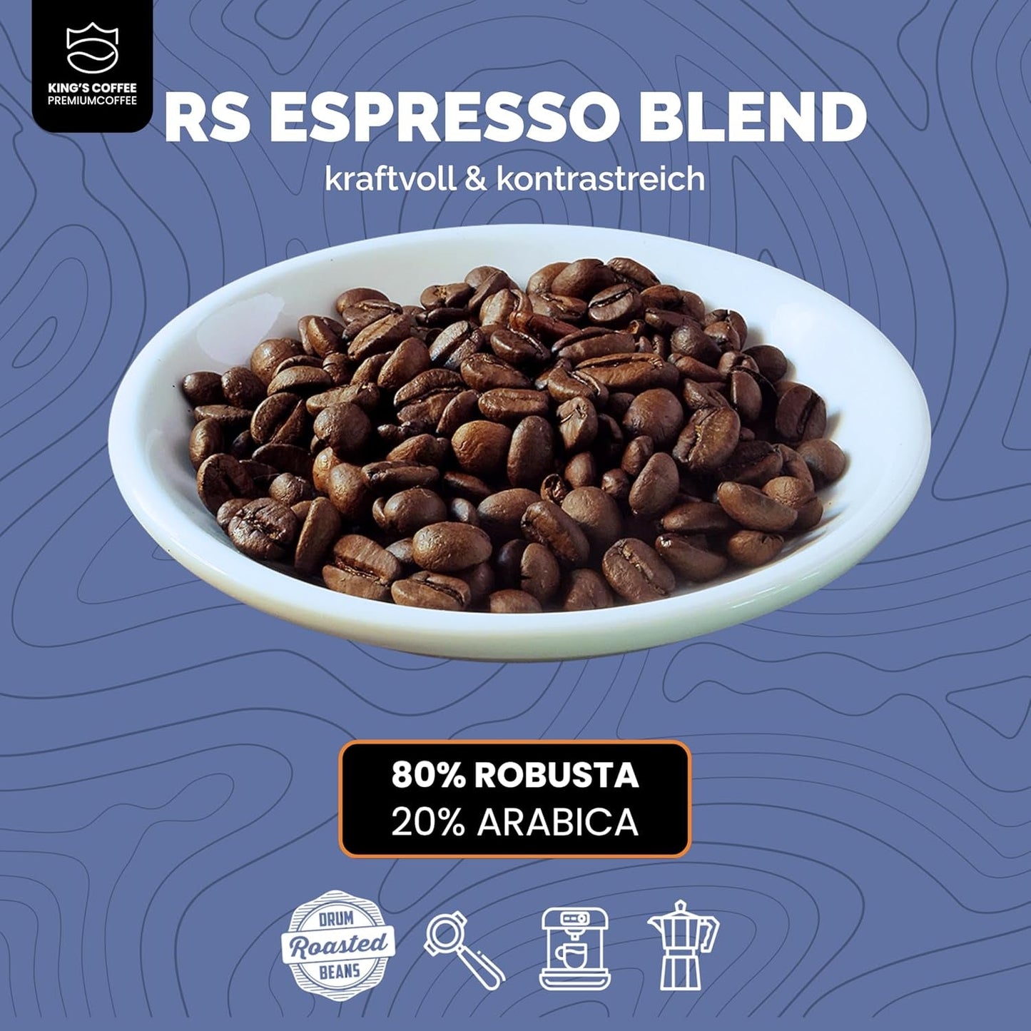 KING'S COFFEE - AMESTEC RS ESPRESSO - 1 kg starke und aromatische Kaffeebohnen - Kaffee mit niedrigem Säuregehalt - Kaffee aus ganzen Bohnen - Kleinserienröstung aus Italien - Espressobohnen für Vollautomaten und Siebträgermaschinen
