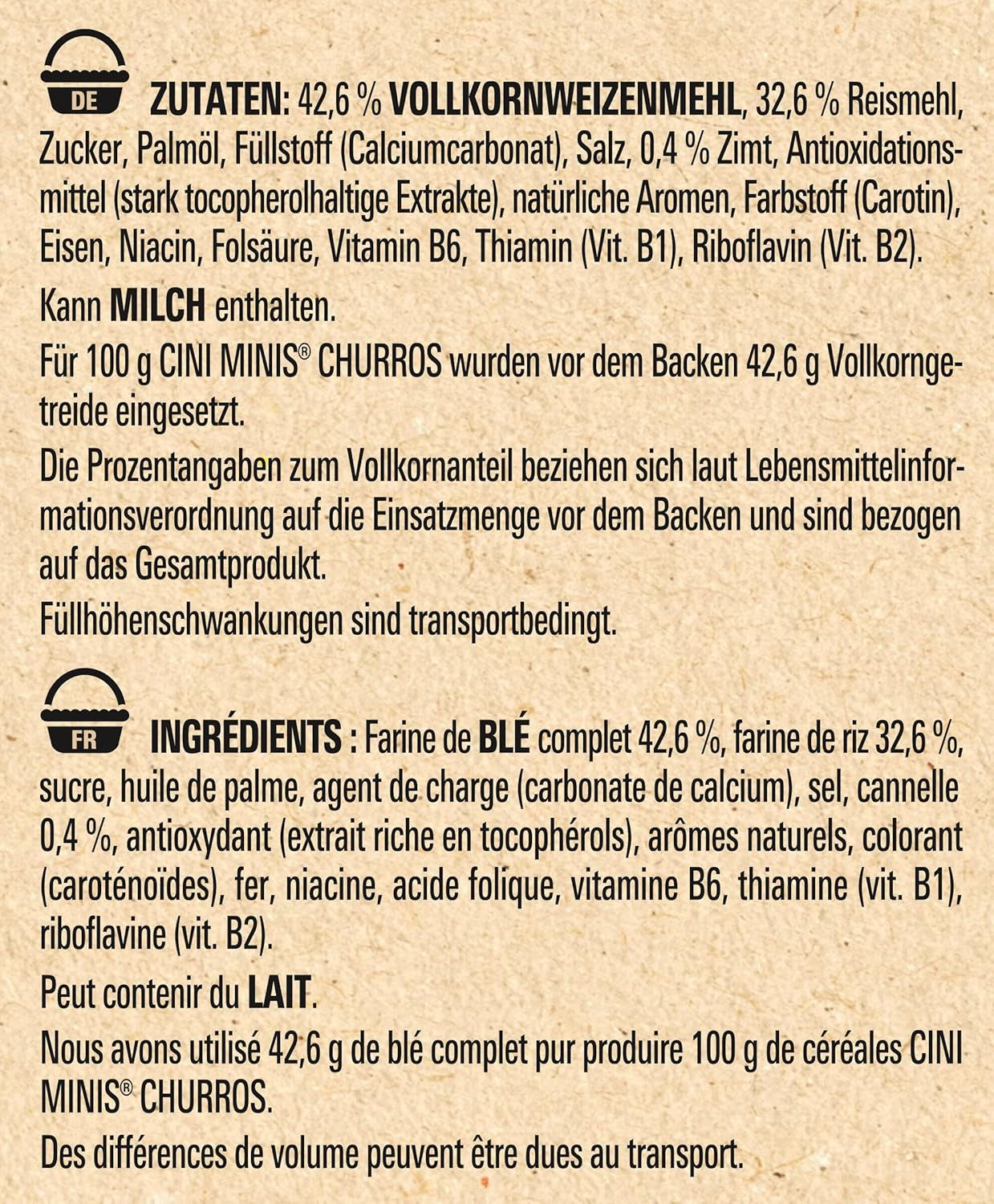 Frühstückscerealien Nestlé CINI MINIS Churros mit 42 % Vollkornanteil, 6er Pack (6 x 900g)
