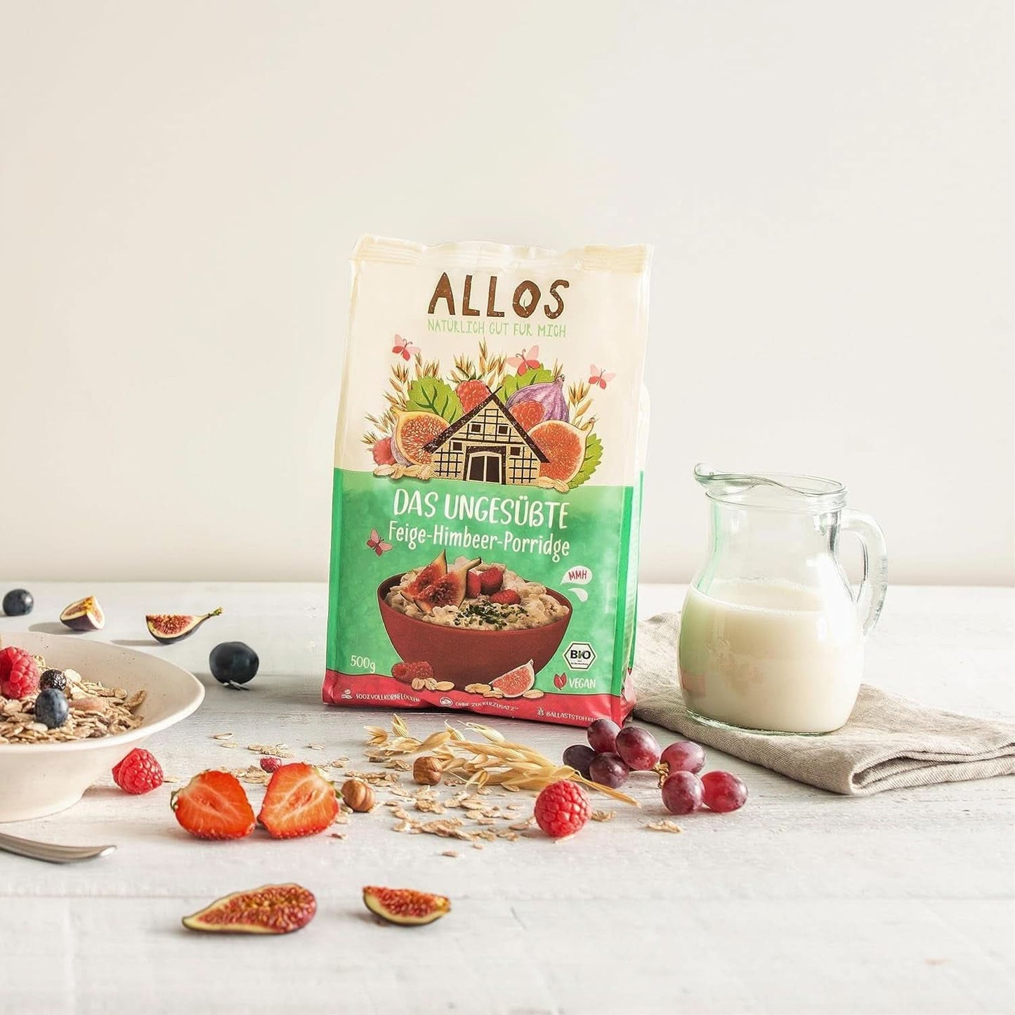 Allos ungesüßter Feigen- und Himbeerbrei, Set 6 x 500 Gramm Cereals Naty Shop