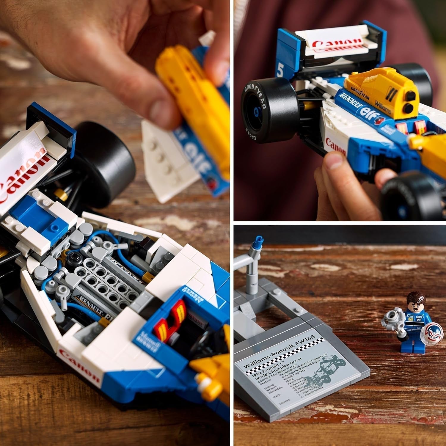 LEGO Icons Williams Racing FW14B mit Nigel Mansell – F1-Modellauto-Set mit Rennfahrer-Minifiguren zum Sammeln – Schreibtischdekoration mit Ständer – Geschenk für Erwachsene und Jugendliche Motorsportfans 10353 Bausets Besuchen Sie den LEGO-Store