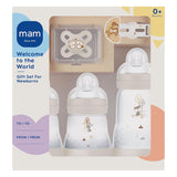 MAM Newborn Set, Geschenkset, bestehend aus: 2 x Anti-Colic-Flasche 160 ml, 1 x Anti-Colic-Flasche 260 ml, 1 x Original Start Schnuller, 1 x Brosche für Schnuller, ab 0 Monaten, Neutro