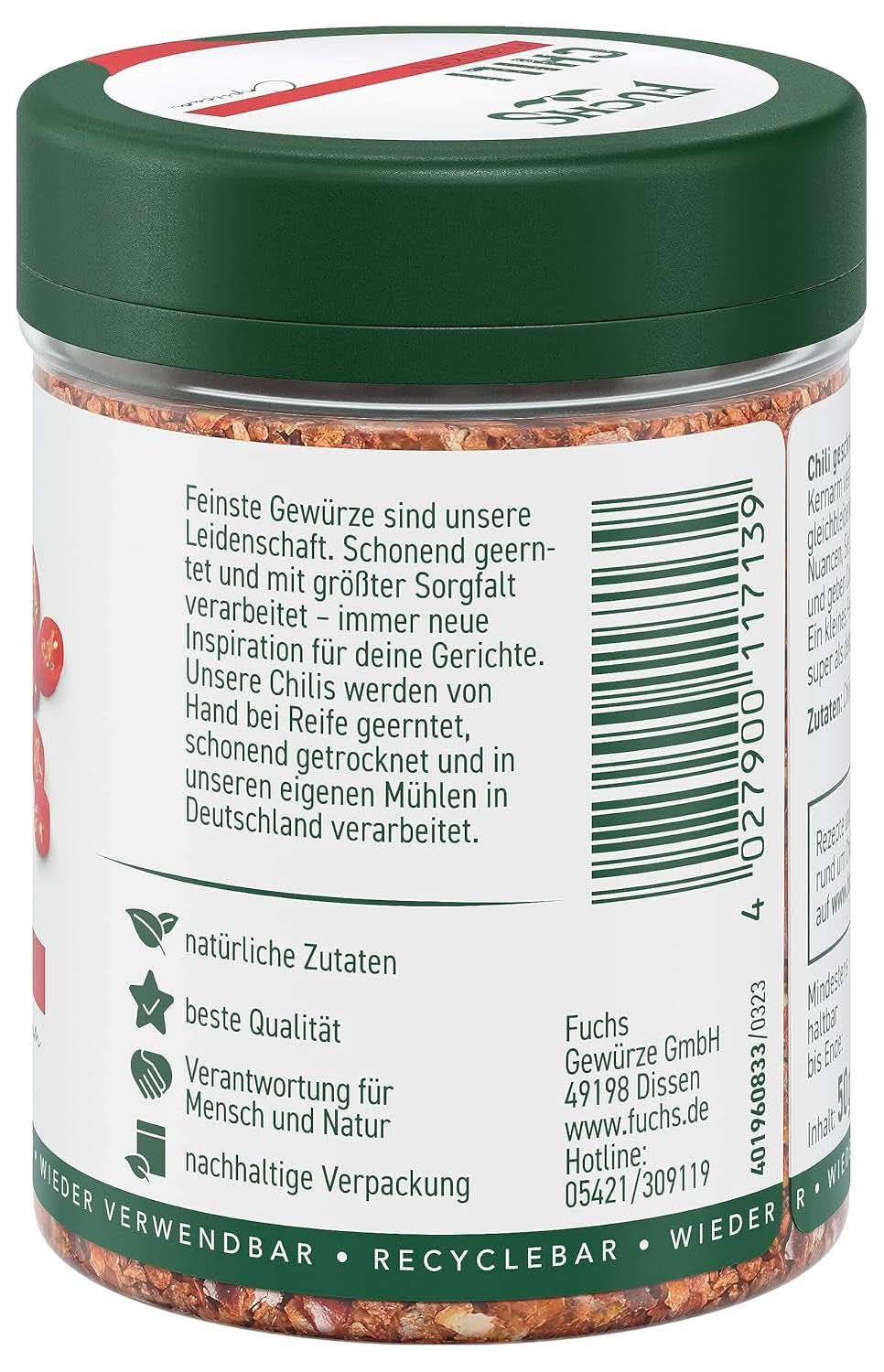 Fuchs Chiliflocken, 50 Gramm Gewürze Naty Shop