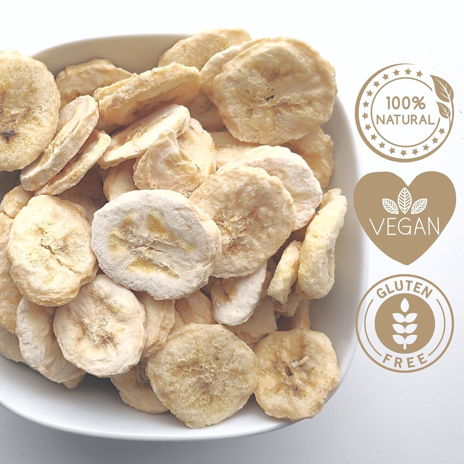 Gefriergetrocknete Bananen | Packung 120g Getrocknete Bananen ohne Zucker | Gefriergetrocknete Banane | Bananen mit Trockenfrüchten | Gefriergetrocknete frische Bananen | Gefriergetrocknete Bananenscheiben Naty Shop dehydrierte Produkte