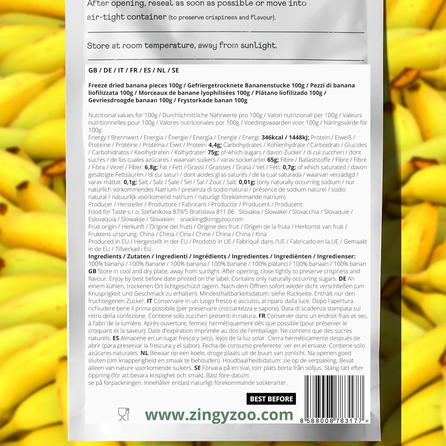 Gefriergetrocknete Bananen | Packung 120g Getrocknete Bananen ohne Zucker | Gefriergetrocknete Banane | Bananen mit Trockenfrüchten | Gefriergetrocknete frische Bananen | Gefriergetrocknete Bananenscheiben Naty Shop dehydrierte Produkte