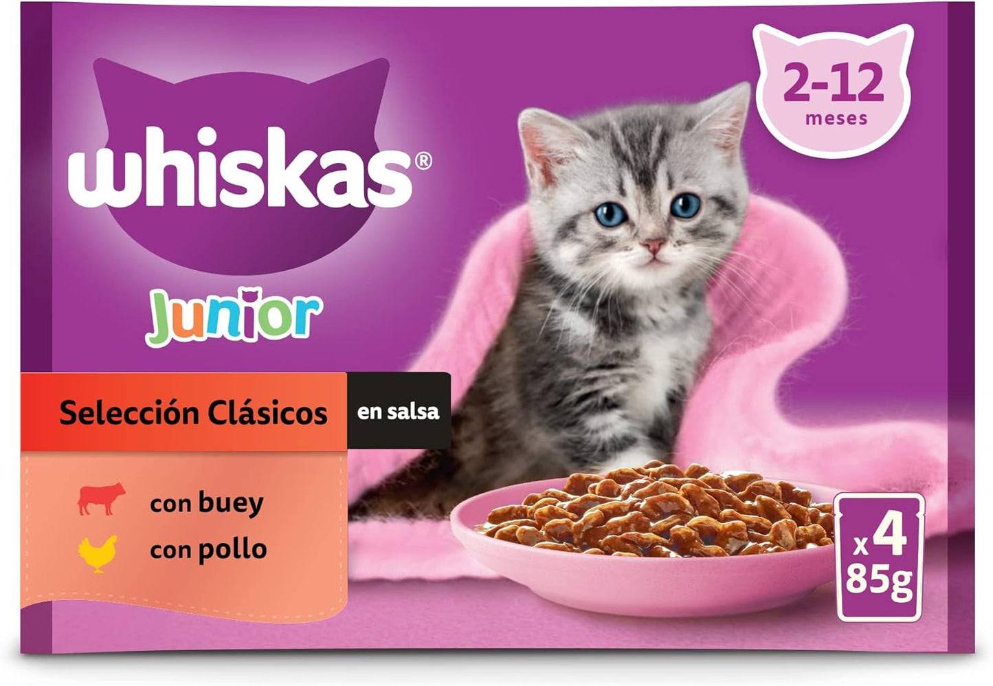 Whiskas Junior Classic Nassfutter für Katzen, 13 x 4 x 85 g