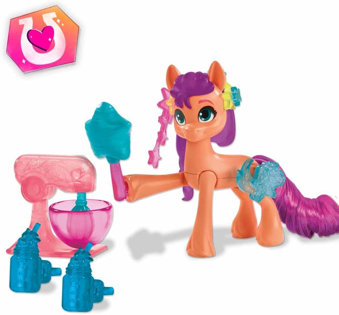 My Little Pony – Entdecken Sie Ihr funkelndes Pony: Beauty Mark Magic Sunny Starscout, Pony vom Huf bis zum Herzen 7,5 cm, ab 5 Jahren, F5250, mehrfarbig