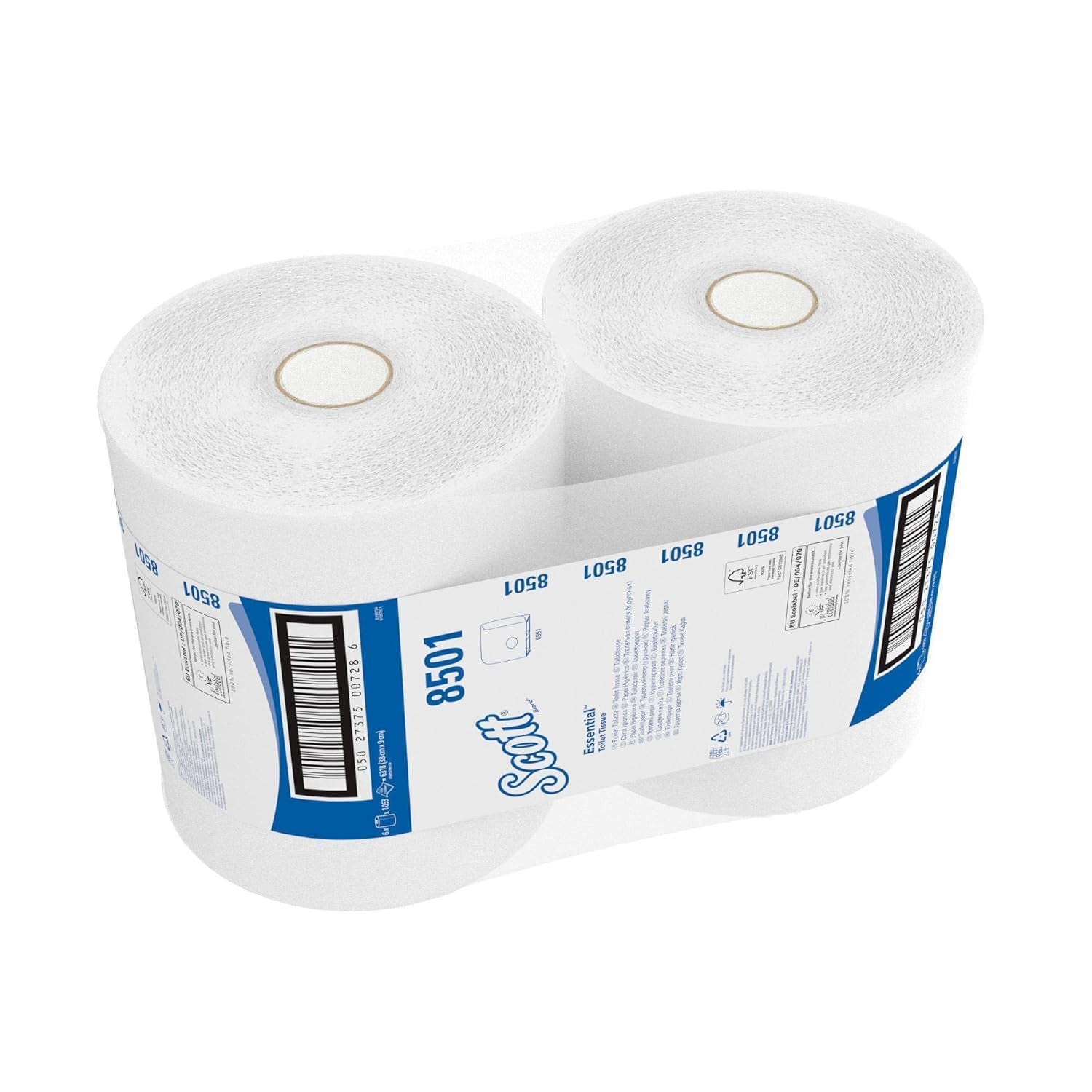 Scott Essential Jumbo Toilet Roll 8501 – Toilettenpapier Jumbo Roll – 6 Rollen x 1.053 Blatt 2-lagiges Toilettenpapier (insgesamt 2.400 m)