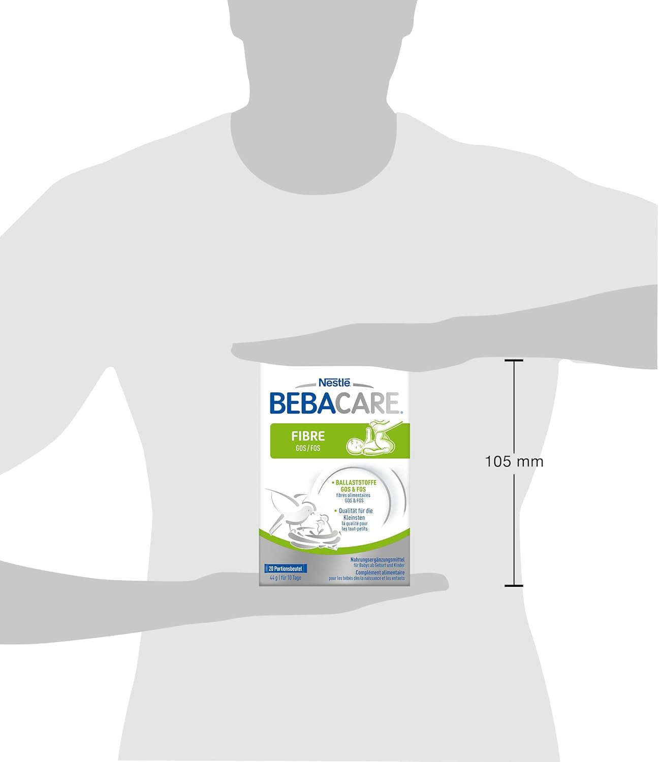 BEBACARE FIBER glutenfreies Nahrungsergänzungsmittel für eine schonende Verdauung, Nahrungsergänzungsmittel für Babys ab der Geburt und Kleinkinder, 1x (20 x 2,2g)