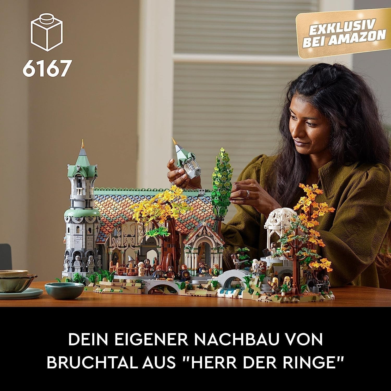 LEGO Icons Der Herr der Ringe: Bruchtal – Sammlungs- und Ausstellungsset für Erwachsene mit 15 einzigartigen Minifiguren, darunter Gandalf, Legolas, Aragorn und Frodo, exklusiv bei Amazon – 10316 Bausets Besuche den LEGO-Store