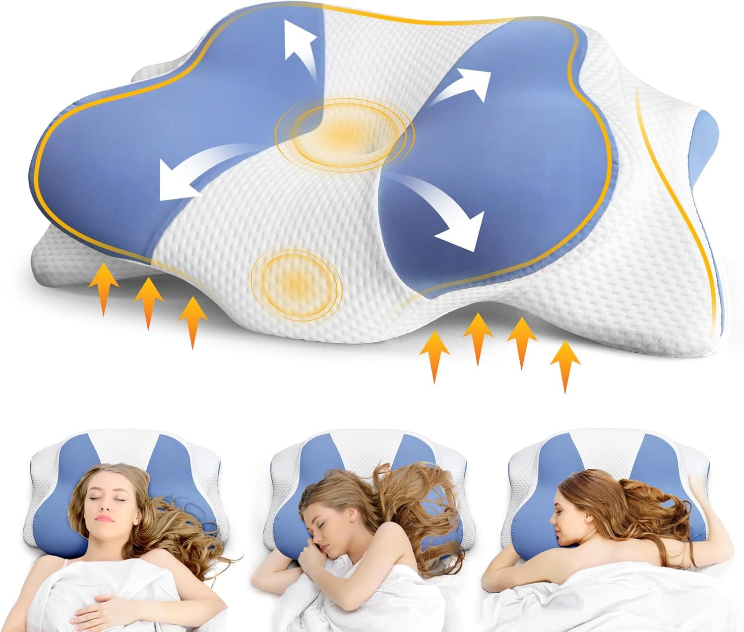 Ergonomisches Seitenschläferkissen – Nackenkissen, Nacken- und Schulterschmerzen-Stützkissen, orthopädisches Memory-Schaum-Nackenstützkissen für Bauch, Rücken und Seitenschläfer mit Nackenstütze, zervikale orthopädische Kissen, Naty Shop Standardtitel