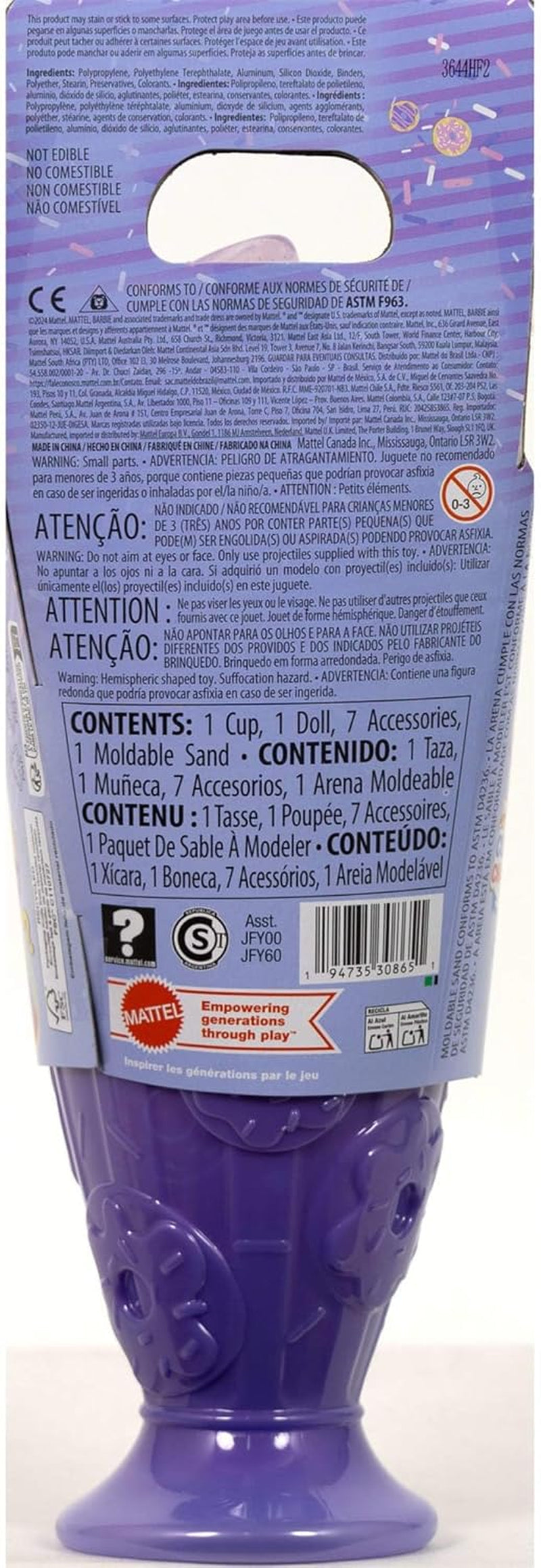 Barbie Pop Reveal Series Set mit Modepuppe und Zubehör, Candy Series, Donut Dreams Design mit Haustier, 8 Überraschungen inklusive Farbwechsel, JFY60