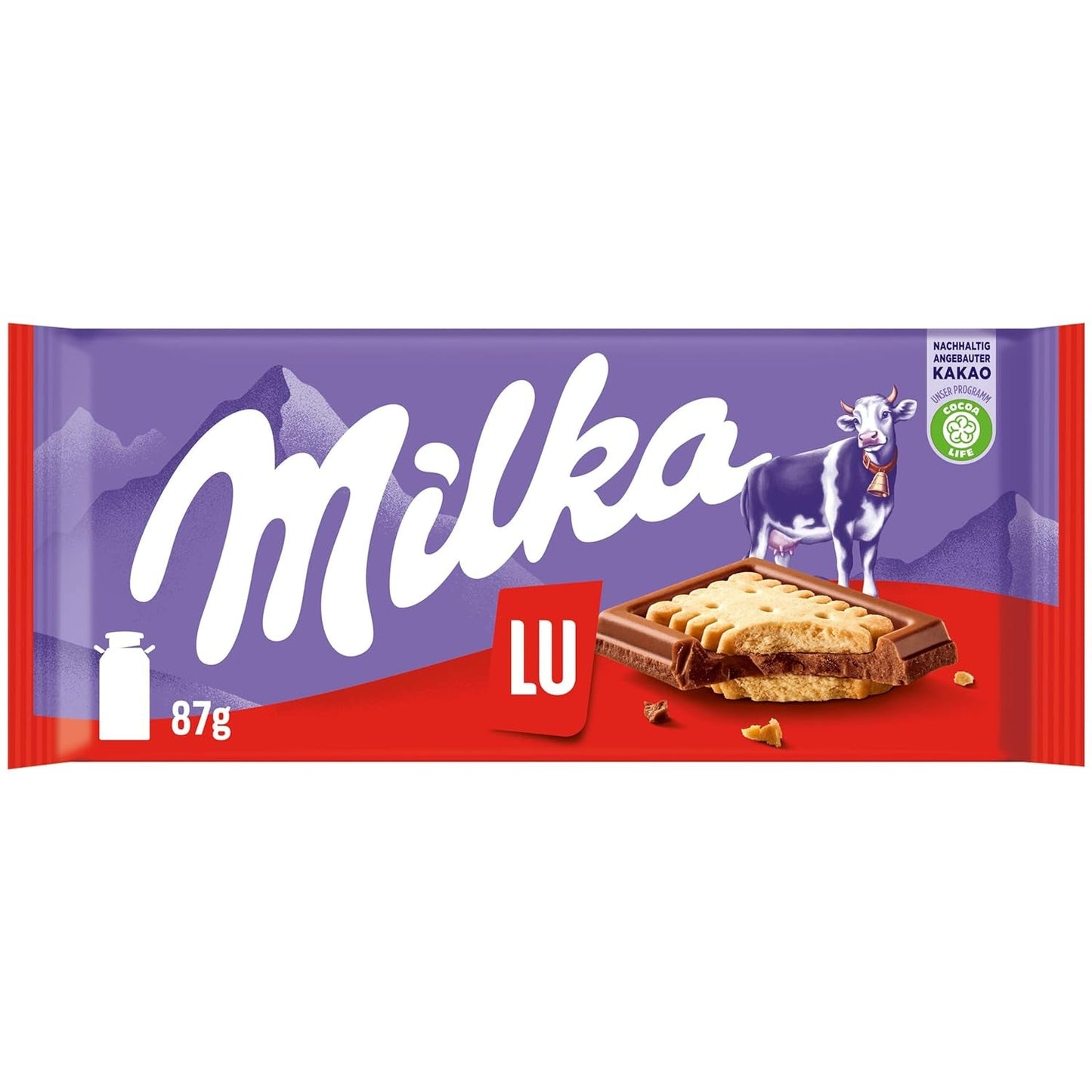 Milka LU – Alpenmilchschokolade mit knusprigen LU-Keksen – 87g