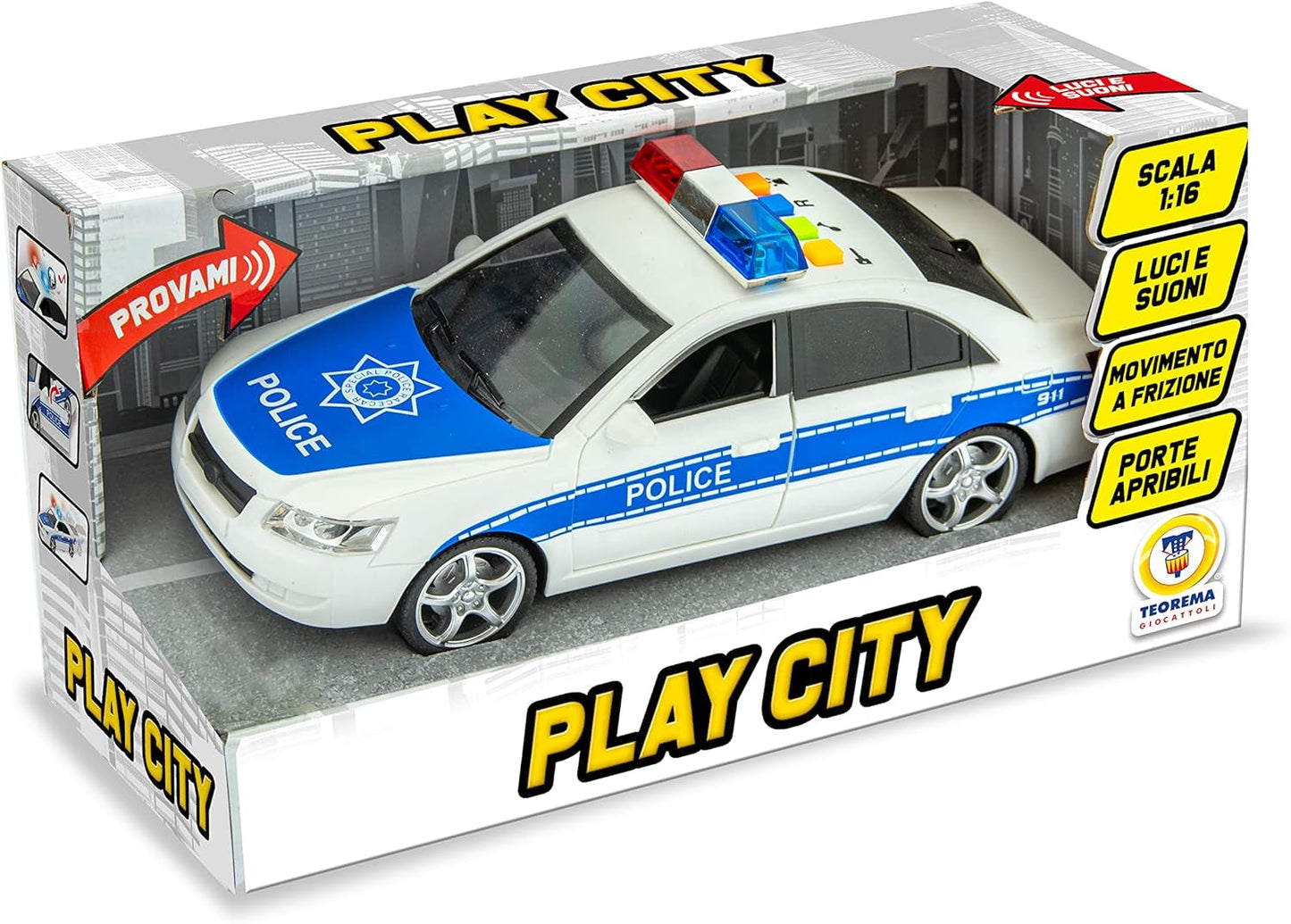 Macchina Police Polizeiauto mit Lichtern und Geräuschen, Maßstab 1:16, mehrfarbig (65075) Bebe Toys Naty Shop