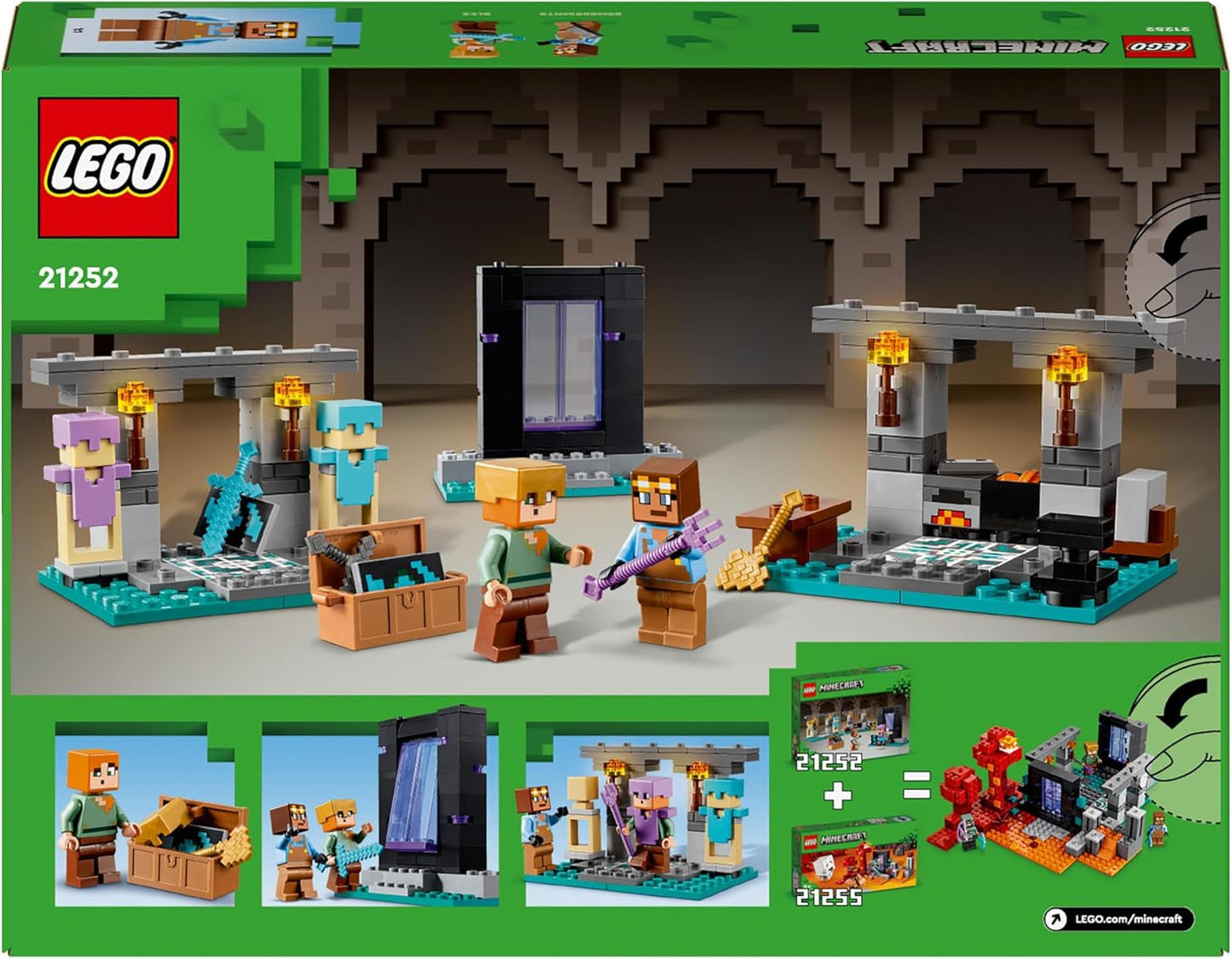 LEGO Minecraft The Armory Spielset mit Heldenfiguren, Spielzeugwaffen und Alex-Figur, Actionspielzeug für Jungen und Mädchen, Geschenk für Gamer und Kinder ab 7 Jahren 21252 Bausets Besuchen Sie den LEGO-Store