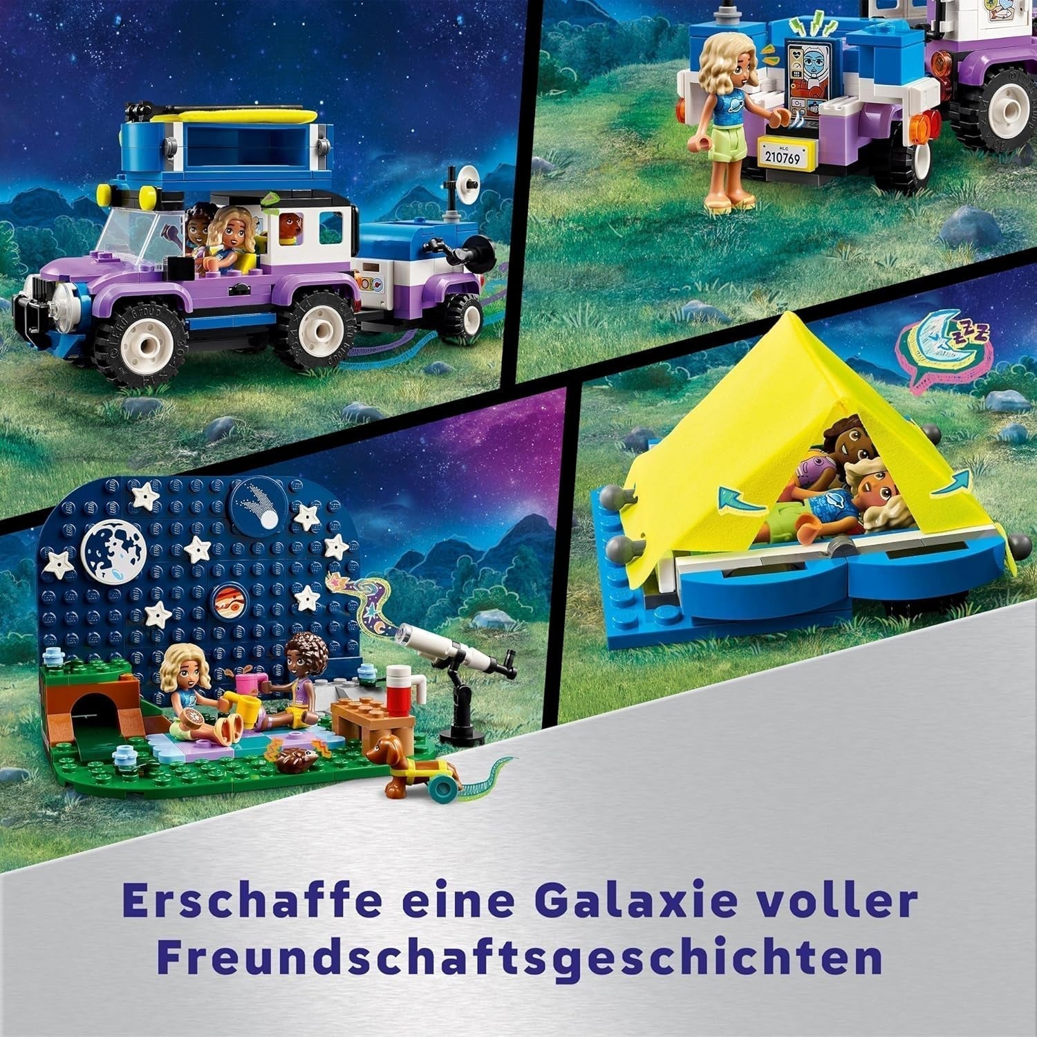LEGO Friends Stargazer Campingfahrzeug-Set mit Geländefahrzeug und Spielzeugteleskop, Geschenk für Mädchen und Jungen ab 7 Jahren, inklusive Spielfiguren Nova, Aliya und einem Hund 42603 Bausets Besuchen Sie den LEGO-Store
