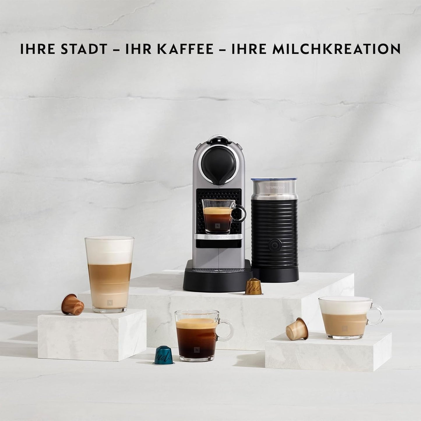 Espressomaschine mit Nespresso-Kapseln XN761B Citiz&Milk | Automatischer Standby-Modus | 1260 Watt | Fassungsvermögen des Wassertanks: 1 l | Pumpendruck: 19 bar | Silber