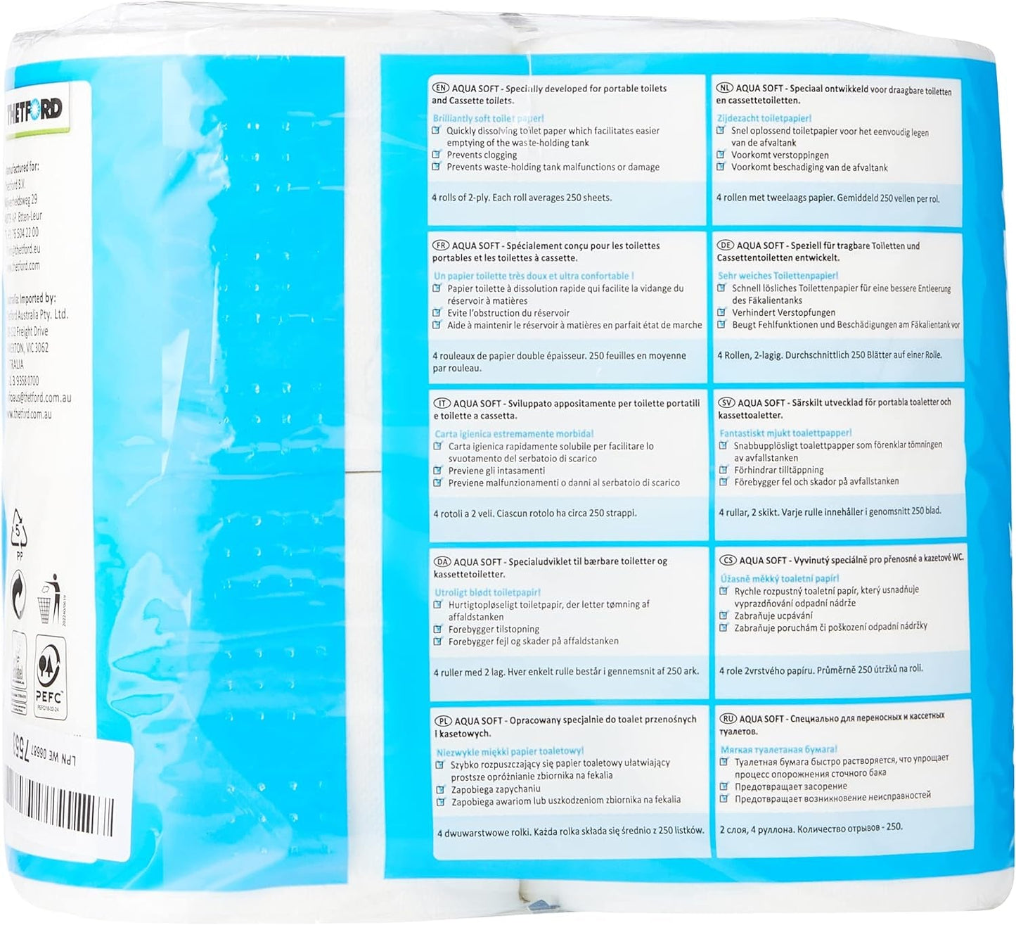 Aqua Soft Toilettenpapier, tragbares Toilettenpapier, 4 Rollen/Flaschen, Camping-Toiletten, Outdoor-Camping-Toilettenpapier
