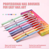 10 Stück Nail-Art-Pinsel, Nagel-Gel-Nagellack-Malpinsel, Zeichenstift, Nagel-Liner-Pinsel und Nagel-Dotting-Stift für Gel-Nagellack, DIY, Maniküre, Salon zu Hause