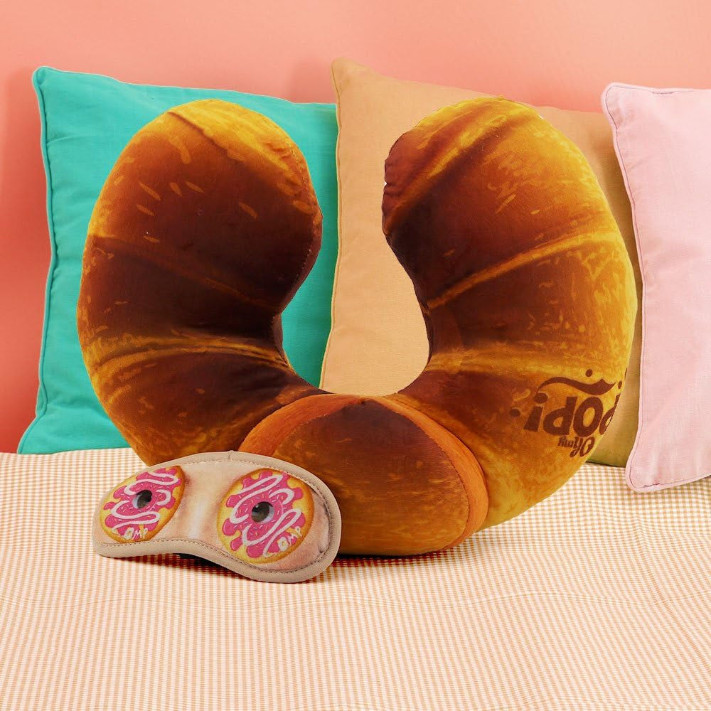 Croissant-Nackenkissen und Schlafmaske, Orange Naty Shop Reisekissen