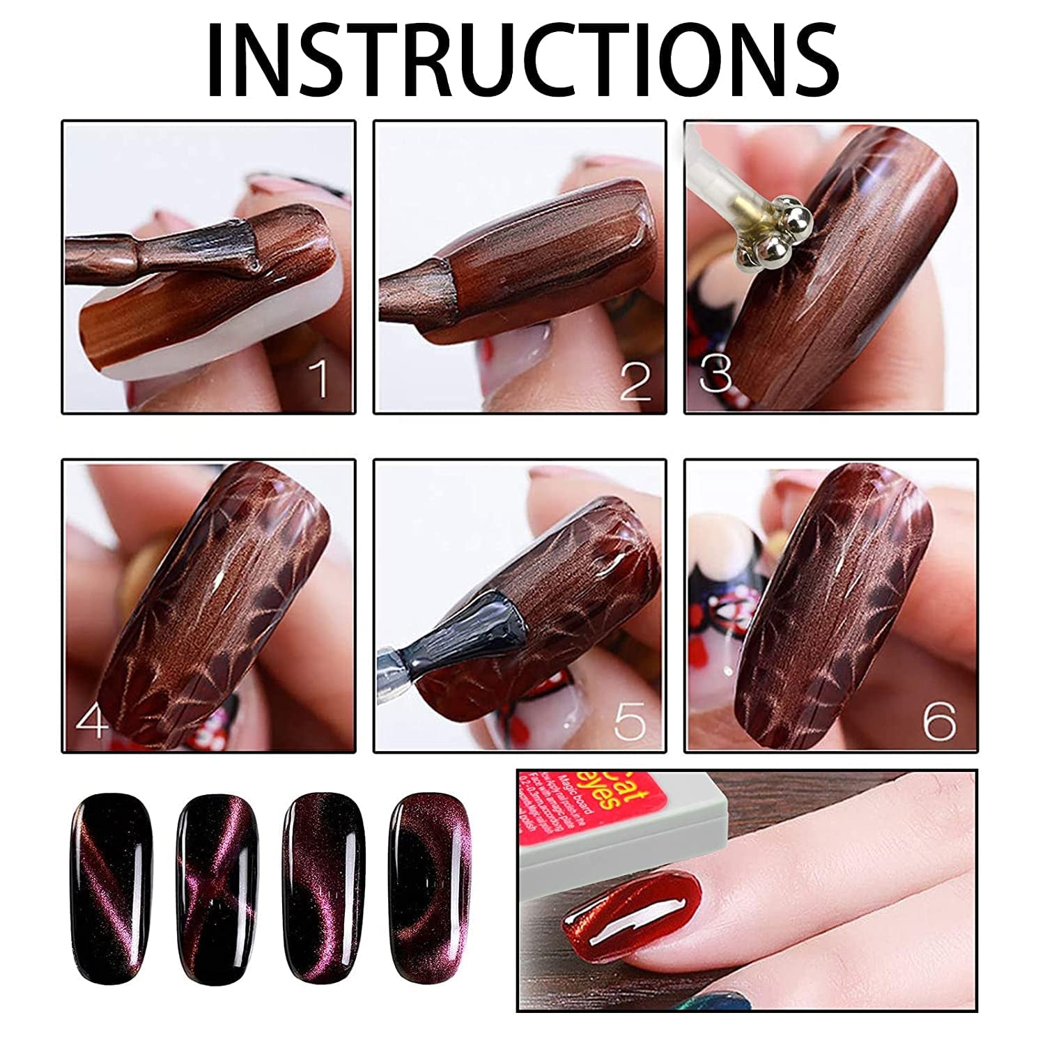 Nail Art Werkzeug Magnetstift, 10 Stück Nagel Magnet Stick Tool Set, Nagel Magnet Stift Und Starker Magnet Stock Punktierungsstifte Für DIY 3D Magnetics Katzenauge UV Gel Polnische Nagel Kunst
