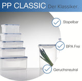 LocknLock PP Classic Frischhaltedosen-Set 5-teilig | 180 ml, 350 ml, 600 ml, 870 ml, 3,6 l | 100 % luft- und wasserdicht | ohne BPA | Gefrier- und Kühlschrank-Organizer | Spülmaschinen- und mikrowellengeeignete Aufbewahrungsboxen für Lebensmittel von Naty Shop