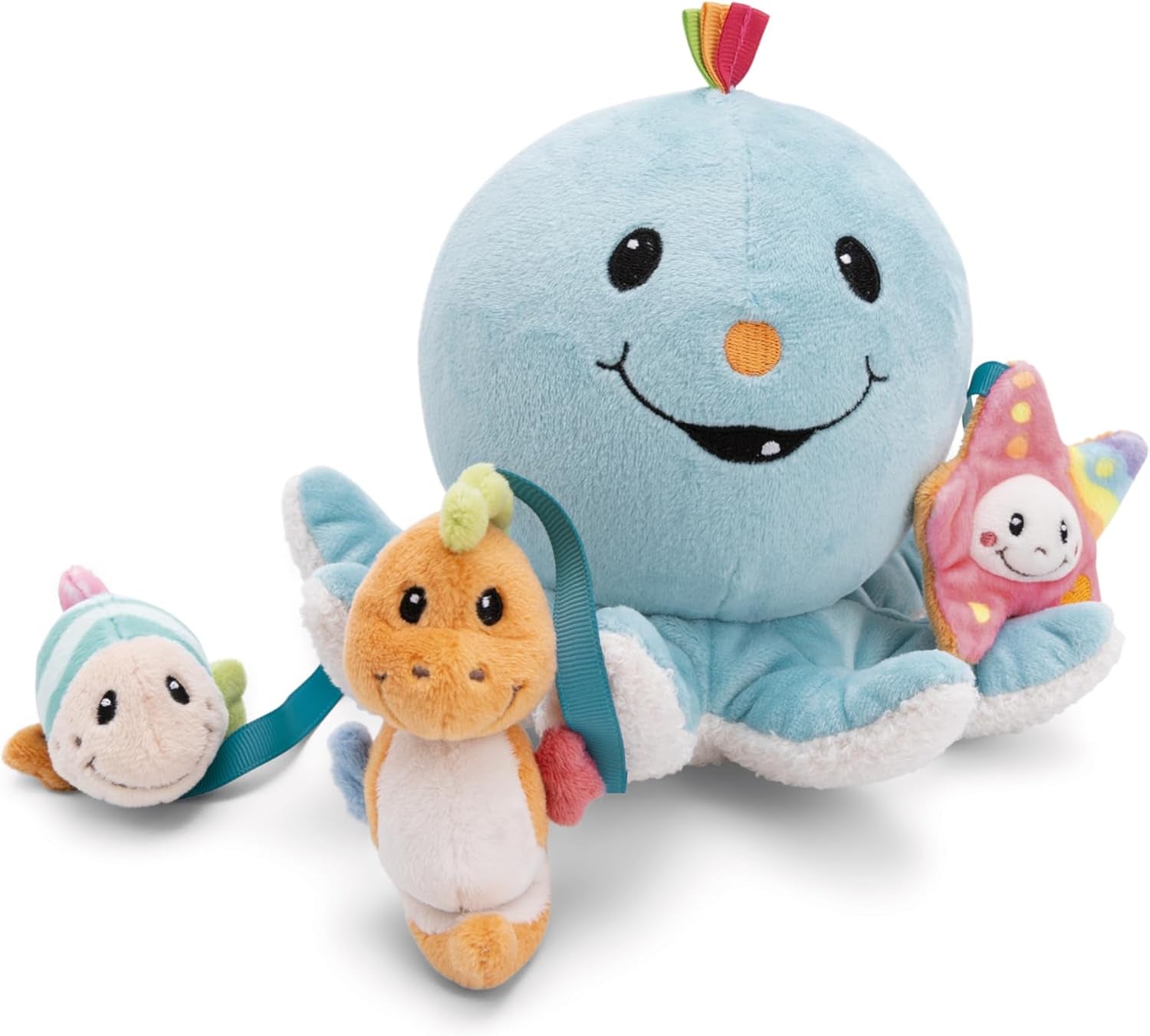 Octily Badespielzeug 18x14cm inkl. 3 Figuren in Geschenkbox 23,5x17x13,5cm blau - Spielzeug mit Griffelementen - Kinderbadespielzeug zum Fangen und Spielen Baby Toys Naty Shop