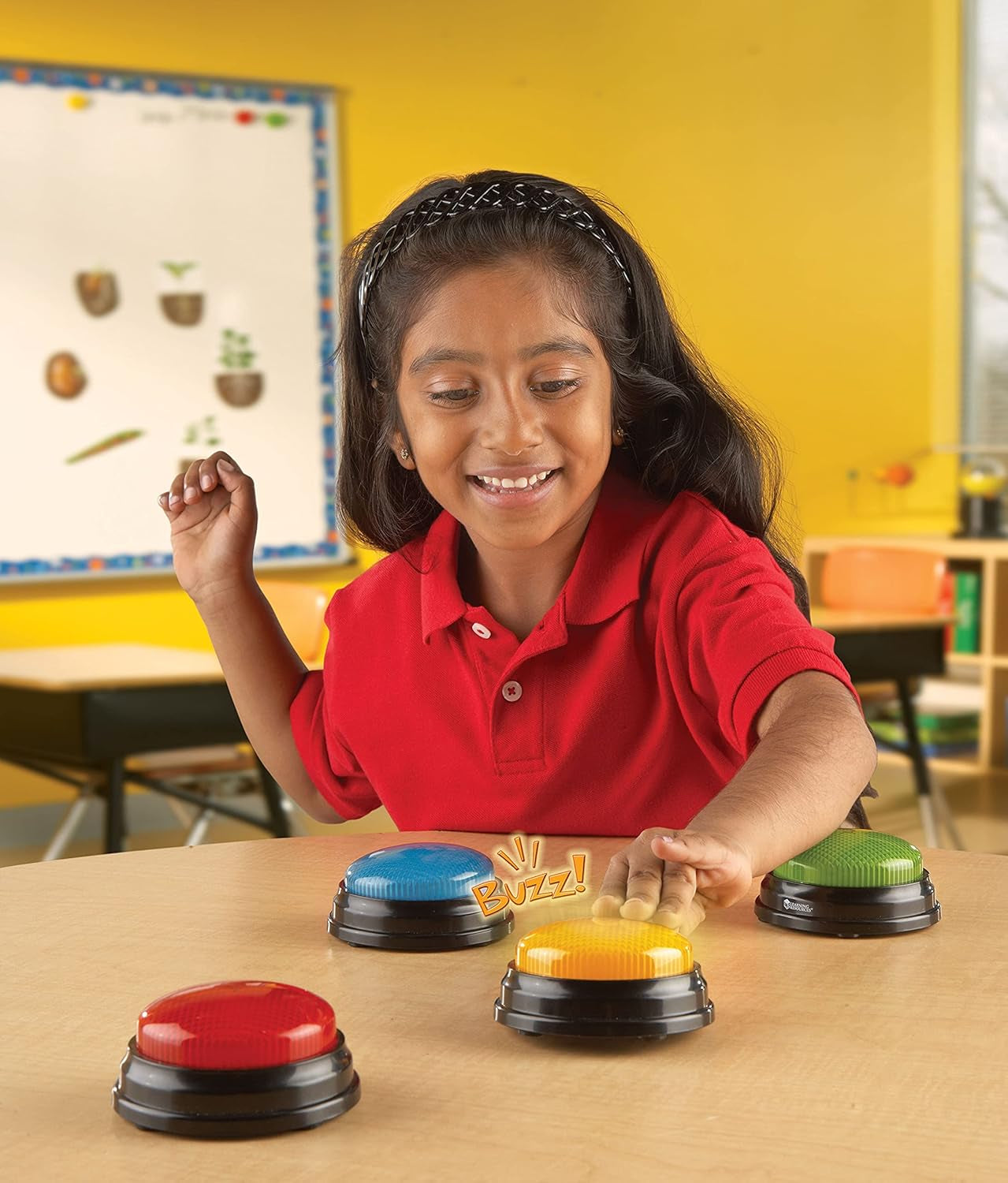 Lernressourcen Light & Sound Buzzer Lernspiele ab 3 Jahren Kinderfragespielzeug mit 4 verschiedenen Sounds für Spieleabende und Klassenzimmer Spielzeug Bebe Naty Shop