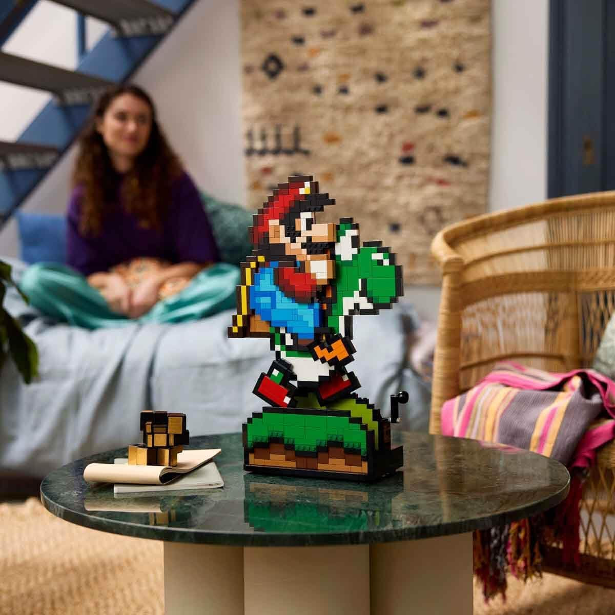 LEGO Super Mario World: Mario & Yoshi Nintendo-Sammelset, Pixelfiguren, Modellbau und -ausstellung, Heimdekoration und Sammlerstücke, Modellbausatz und Geschenk für erwachsene Fans 71438 Bausets Besuchen Sie den LEGO-Store