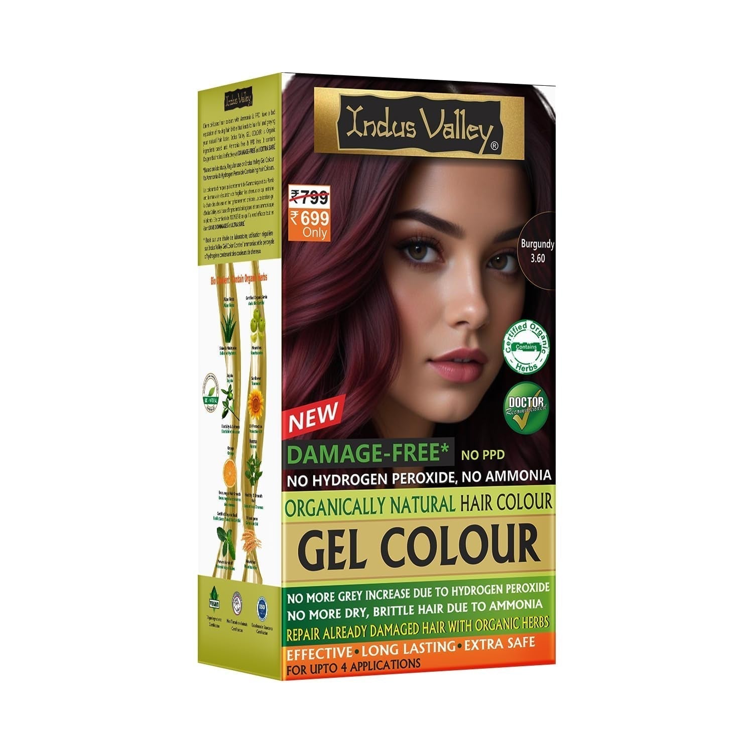 Indus Valley Natural Damage Free Gel-Haarfarbe | Ammoniakfrei, vegan und tierversuchsfrei | Bis zu 100 % Grauabdeckung, langanhaltende Ergebnisse | Helle Kastanie 5,0 (20 Gramm + 200 ml) Haarfärbemittel Naty Shop Burgund