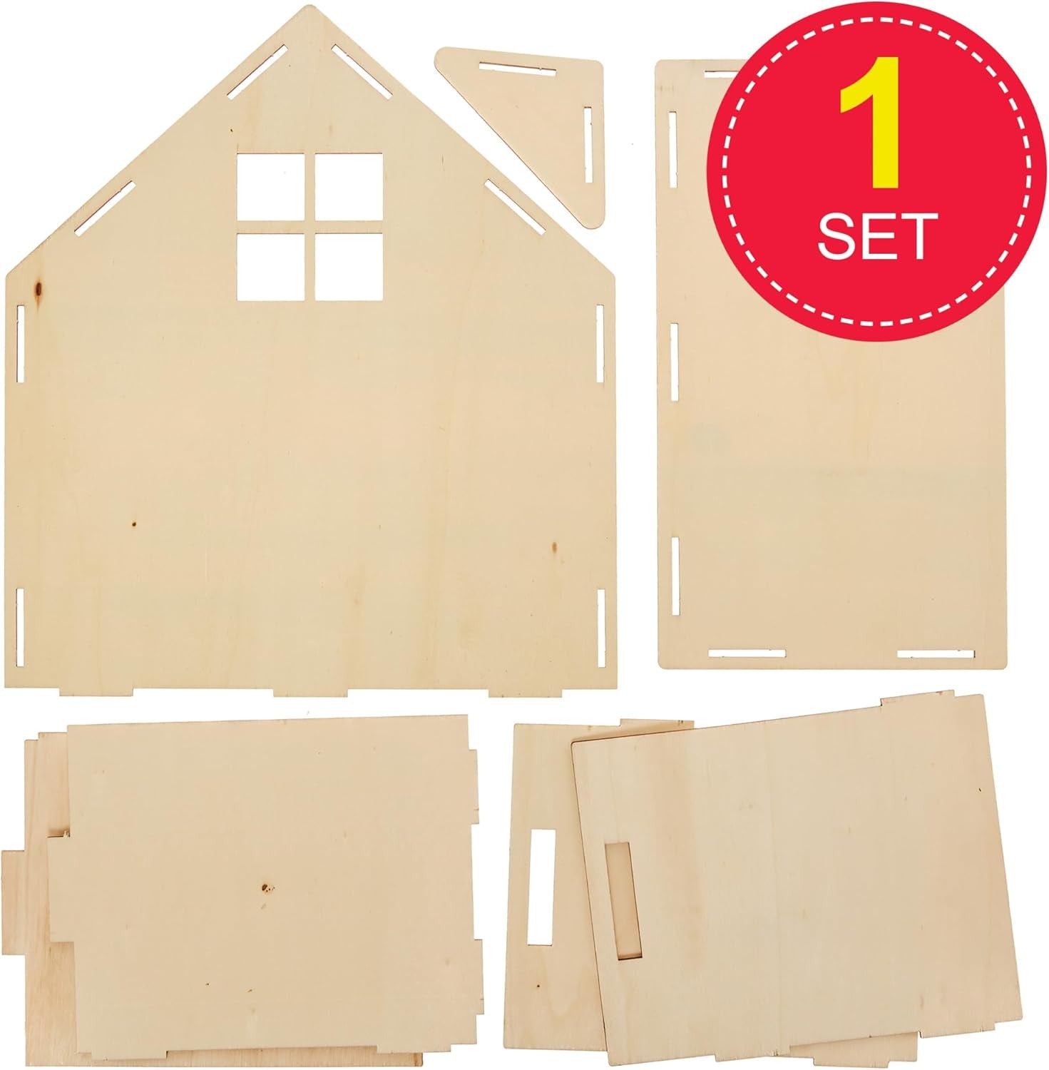 Baker Ross FN199 Bauen Sie Ihr eigenes Puppenhaus aus Holz – 1-teiliger Puppenhaus-Bausatz für Kinder, Bastelset