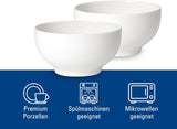 Villeroy & Boch For Me Müslischale 2er-Set, weiß, spülmaschinenfest, mikrowellengeeignet, kleine Schalen für 2, Schüsseln, Müslischalen, Snacks oder Saucen, Teller, Premium-Porzellan