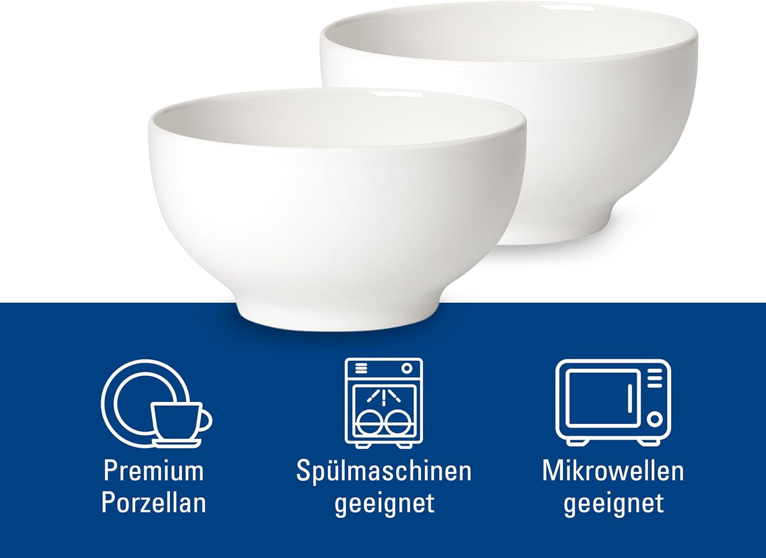 Villeroy & Boch For Me Müslischale 2er-Set, weiß, spülmaschinenfest, mikrowellengeeignet, kleine Schalen für 2, Schüsseln, Müslischalen, Snacks oder Saucen, Teller, Premium-Porzellan