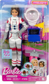 Barbie-Puppe zum 65. Jubiläum und 10 Zubehörteile, brünettes Puppen-Astronauten-Set, Rover auf Rädern, Weltraumhelm mit anpassbarem Visier und mehr, HRG45 Naty Shop Dolls