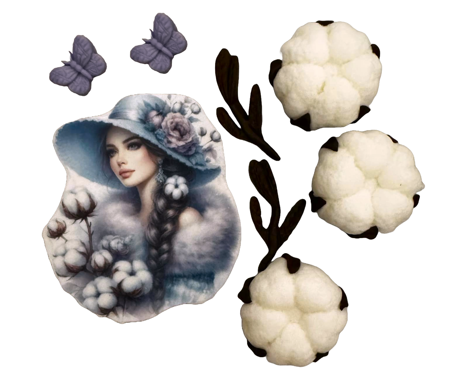 Set mit 8 essbaren Dekorationen aus Zuckerpaste, Beautiful Lady Sugar Paste Decorations Nati Shop
