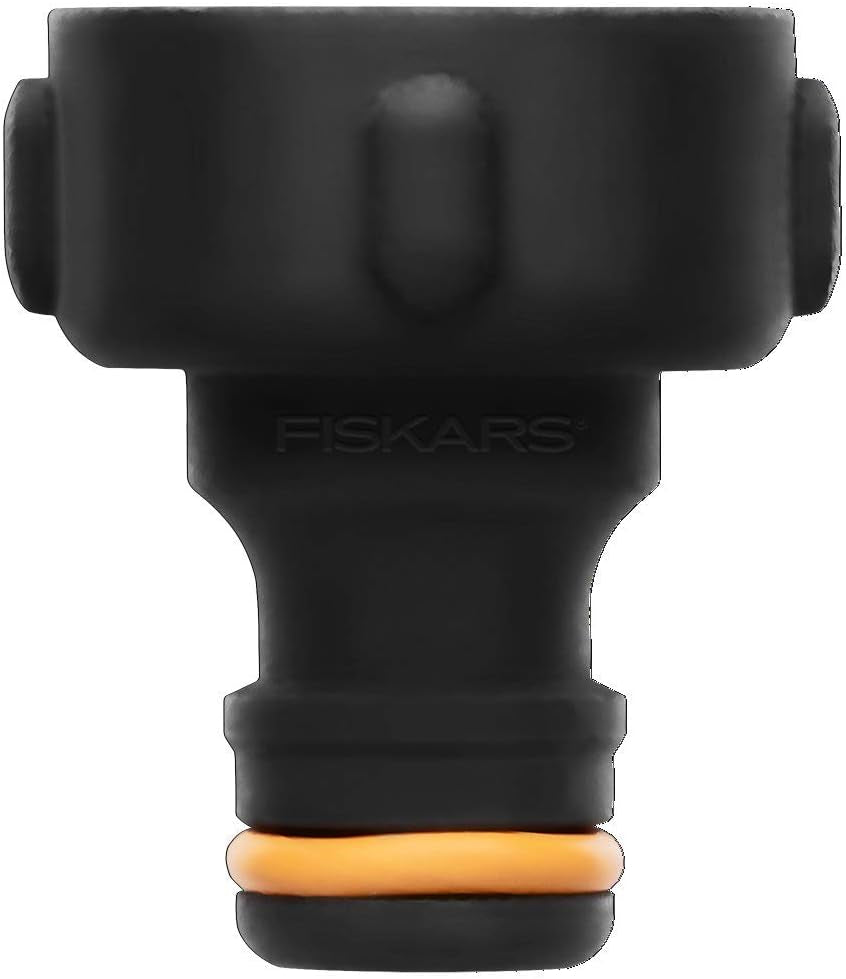Fiskars Wasserhahnanschluss, für Wasserhähne, Ø 21 mm (G 1/2"), FiberComp, Universalgröße, 10 g, Schwarz/Orange, 1027053