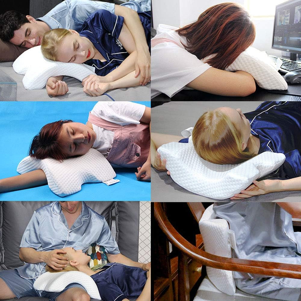 Paar-Seitenschlafkissen, entspannender Arm, gebogenes Memory-Schaum-Kissen, U-förmiges Nackenkissen, Reisekissen, druckloses Seideneis-Seidenkissen, langsame Rückkehr für Paare, orthopädische Halskissen, Naty Shop
