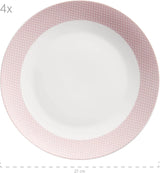 MÄSER Kitchen Time II, Tafelservice für 4 Personen, Kombiservice mit 16 Teilen in Pastellfarben mit dezentem Muster, Porzellan, Rosa