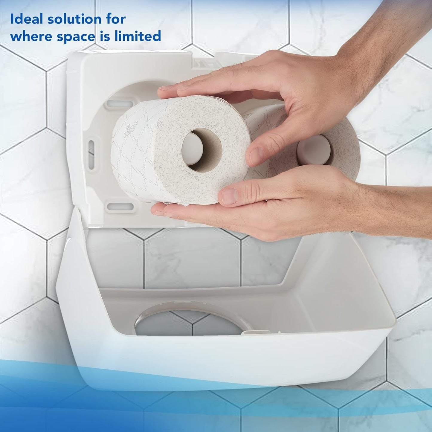 Scott® Essentialtm 8519 Toilettenpapier, 2-lagig, weiß, FSC-zertifiziertes Toilettenpapier aus recycelten Fasern, 64 Rollen x 350 Blatt (insgesamt 22.400 Blatt)
