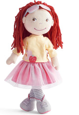 HABA AVA Puppe, 30 cm große Puppe mit Brille, weiche Puppe für Kinder ab 18 Monaten