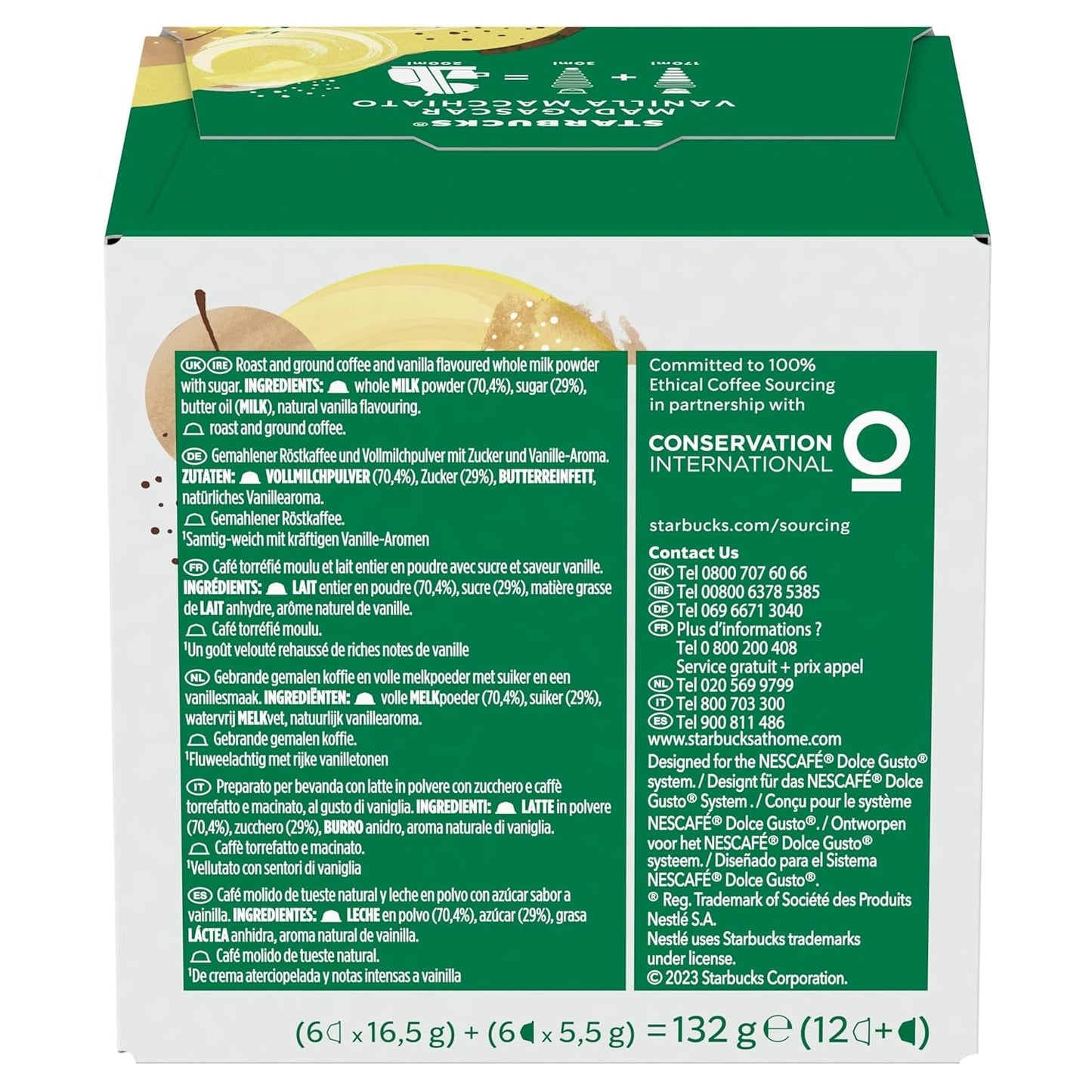 STARBUCKS Vanilla Macchiato von Nescafé Dolce Gusto Kaffeekapseln 6 x 12 (72 Kapseln)