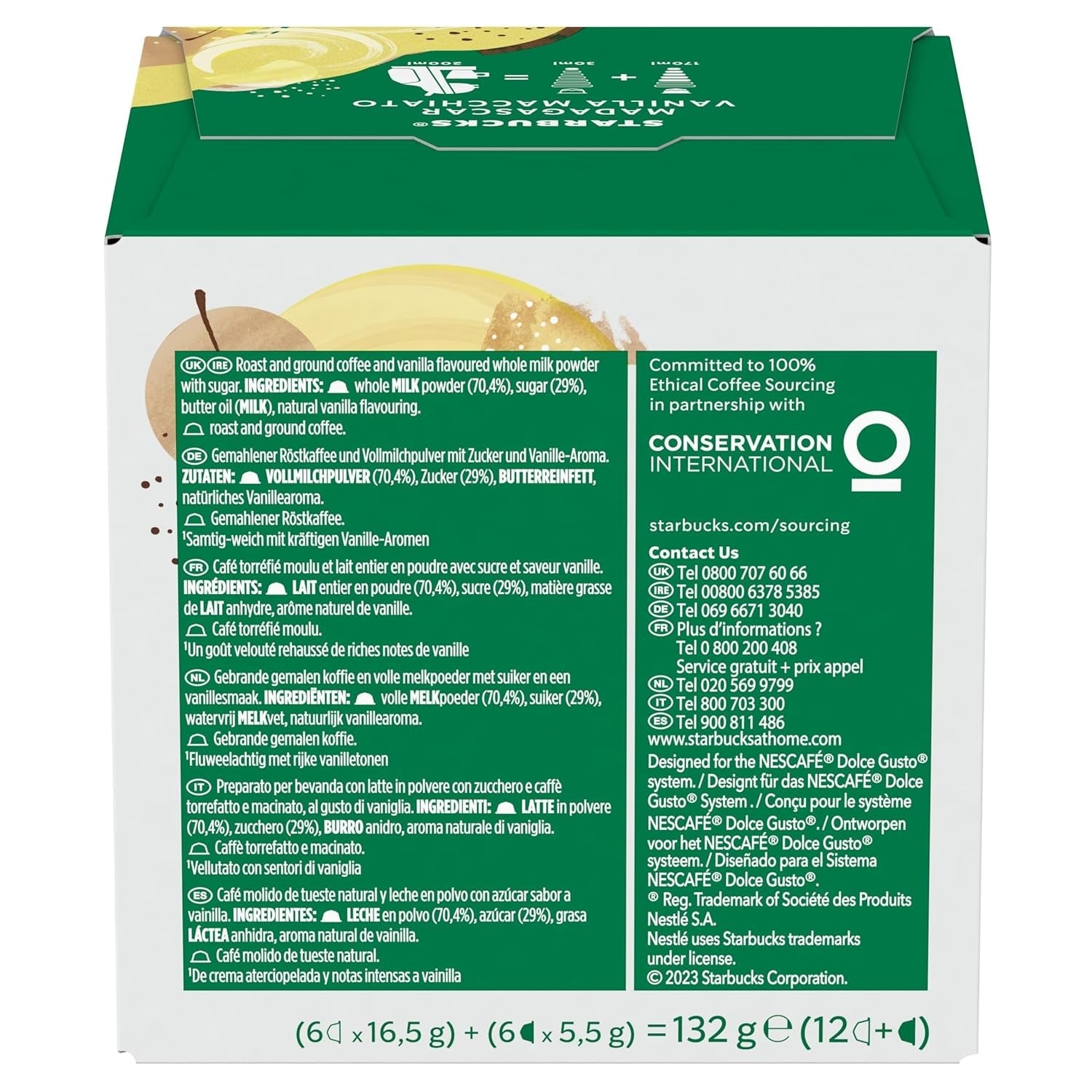 STARBUCKS Vanilla Macchiato von Nescafé Dolce Gusto Kaffeekapseln 6 x 12 (72 Kapseln)