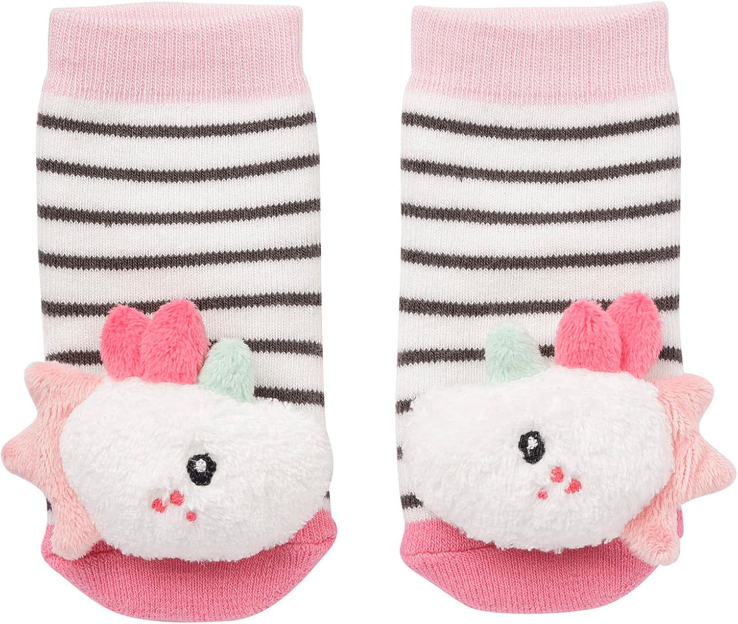 Fehn Spielhandschuh Safari – Affen- und Elefantenbaby-Fingerpuppen & Einhorn-Babyglockensocken – Babysocken mit Klingelfunktion und Einhornkopf – stimulieren Motorik und Sinne Bebe Toys Naty Shop